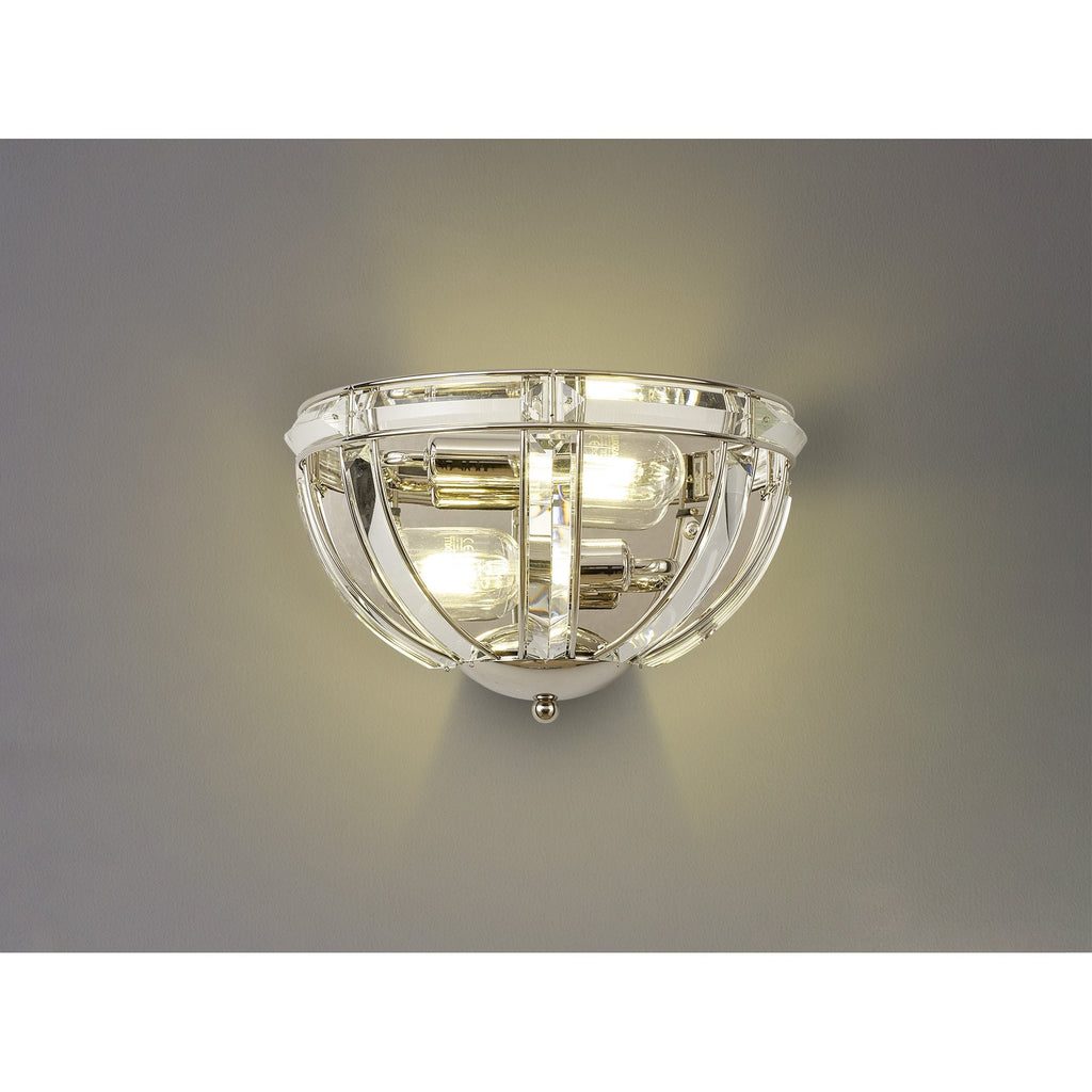 NL87569 Char 2 Light Wall Light Polished Nickel Clear