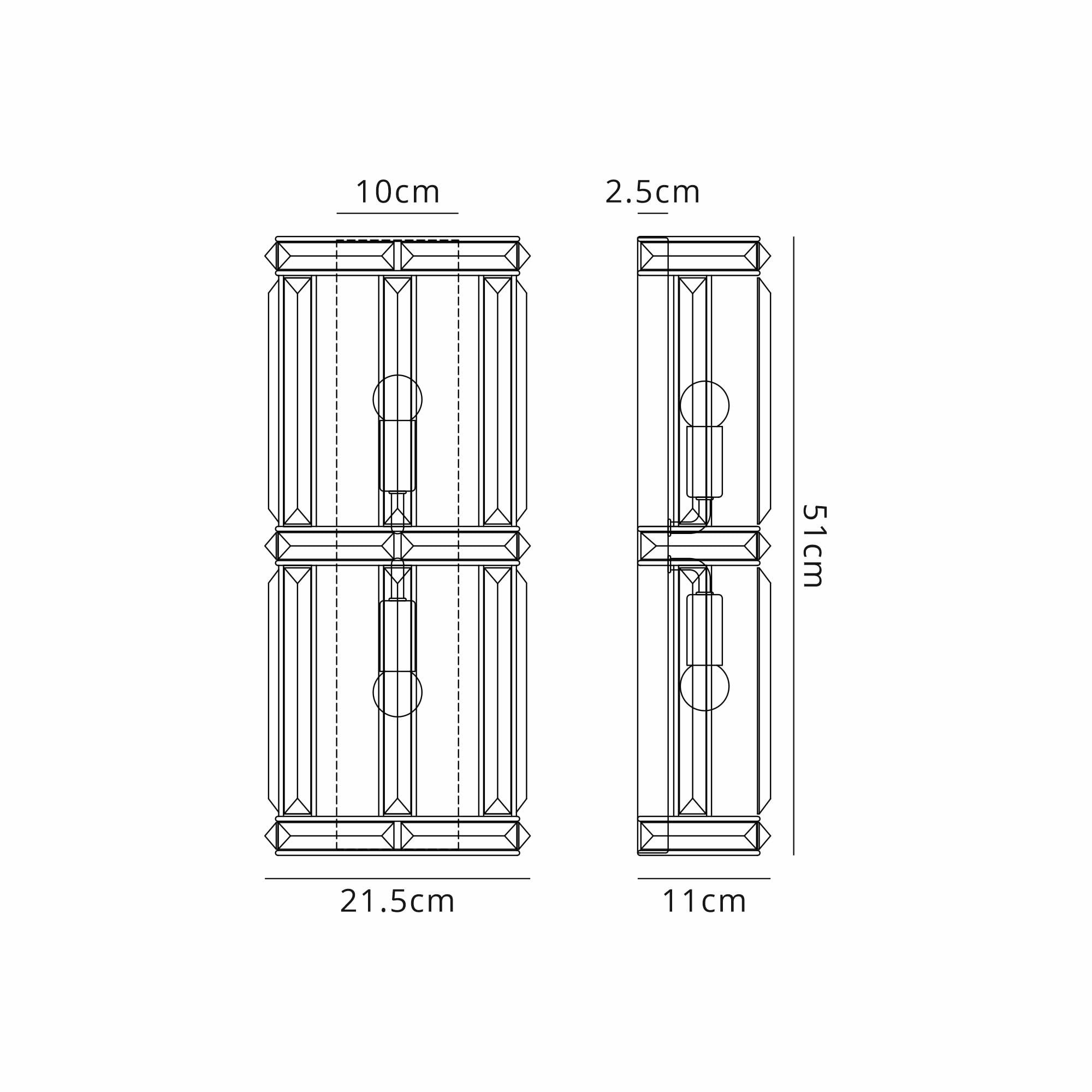 NL93989 Char 2 Light Wall Light Polished Nickel Clear