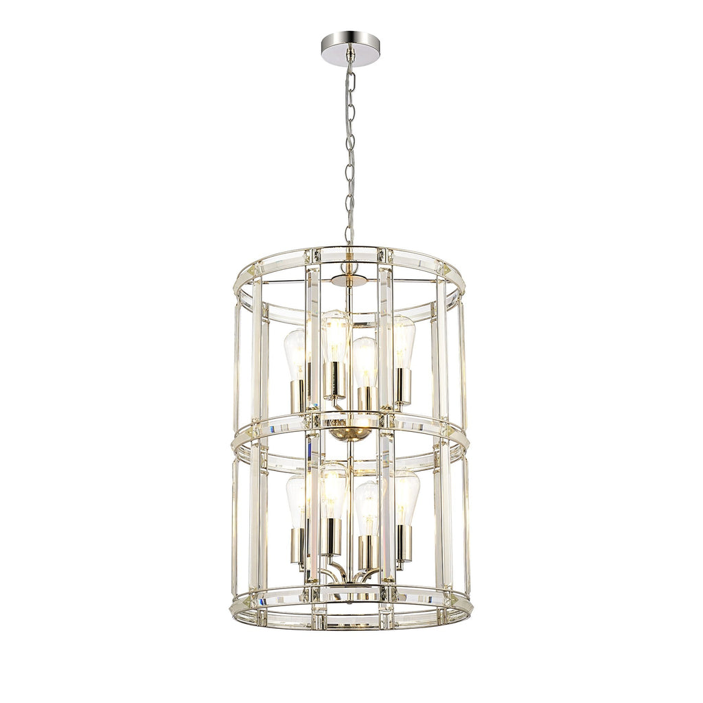 NL99909 Char 8 Light Round Pendant Polished Nickel Clear