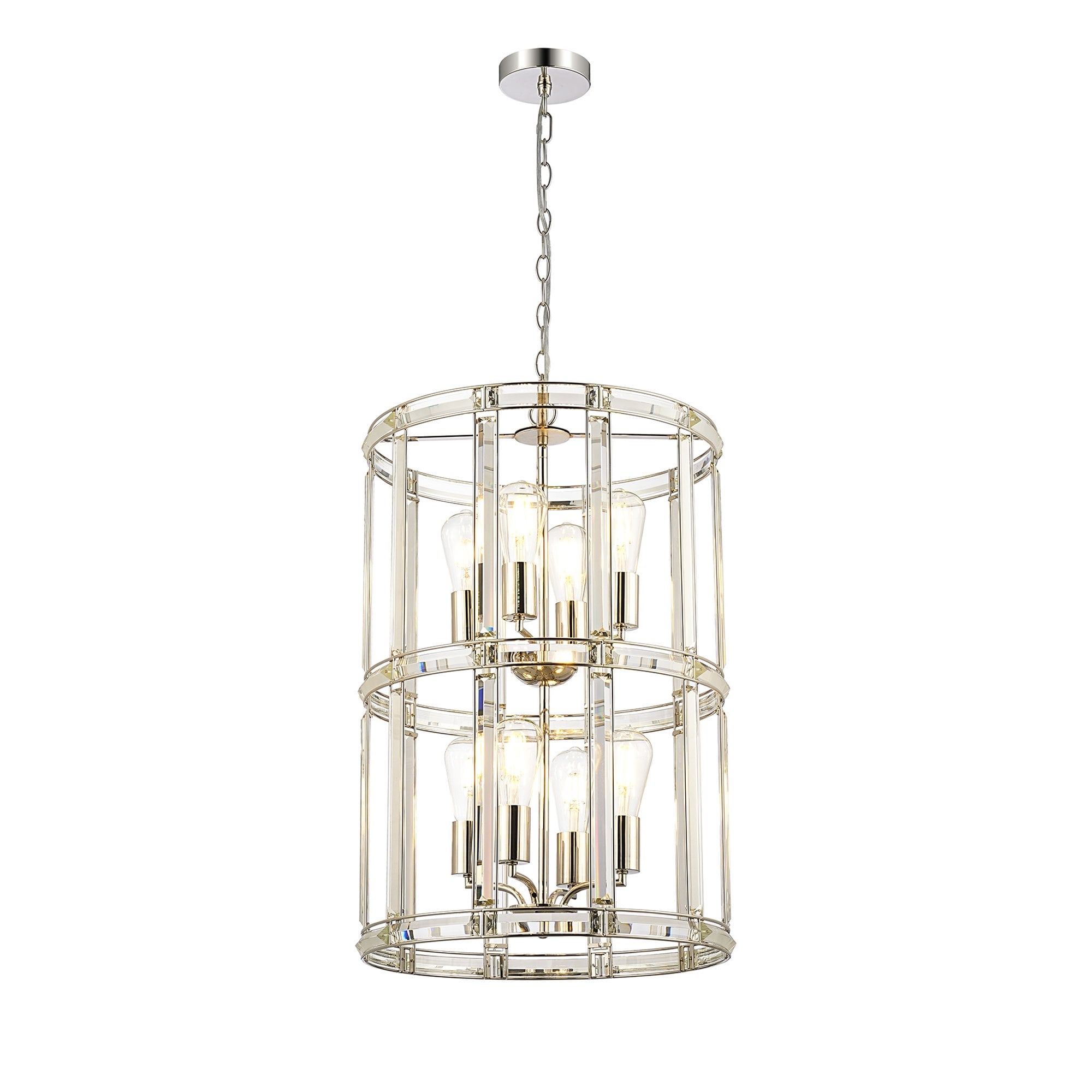 NL99909 Char 8 Light Round Pendant Polished Nickel Clear