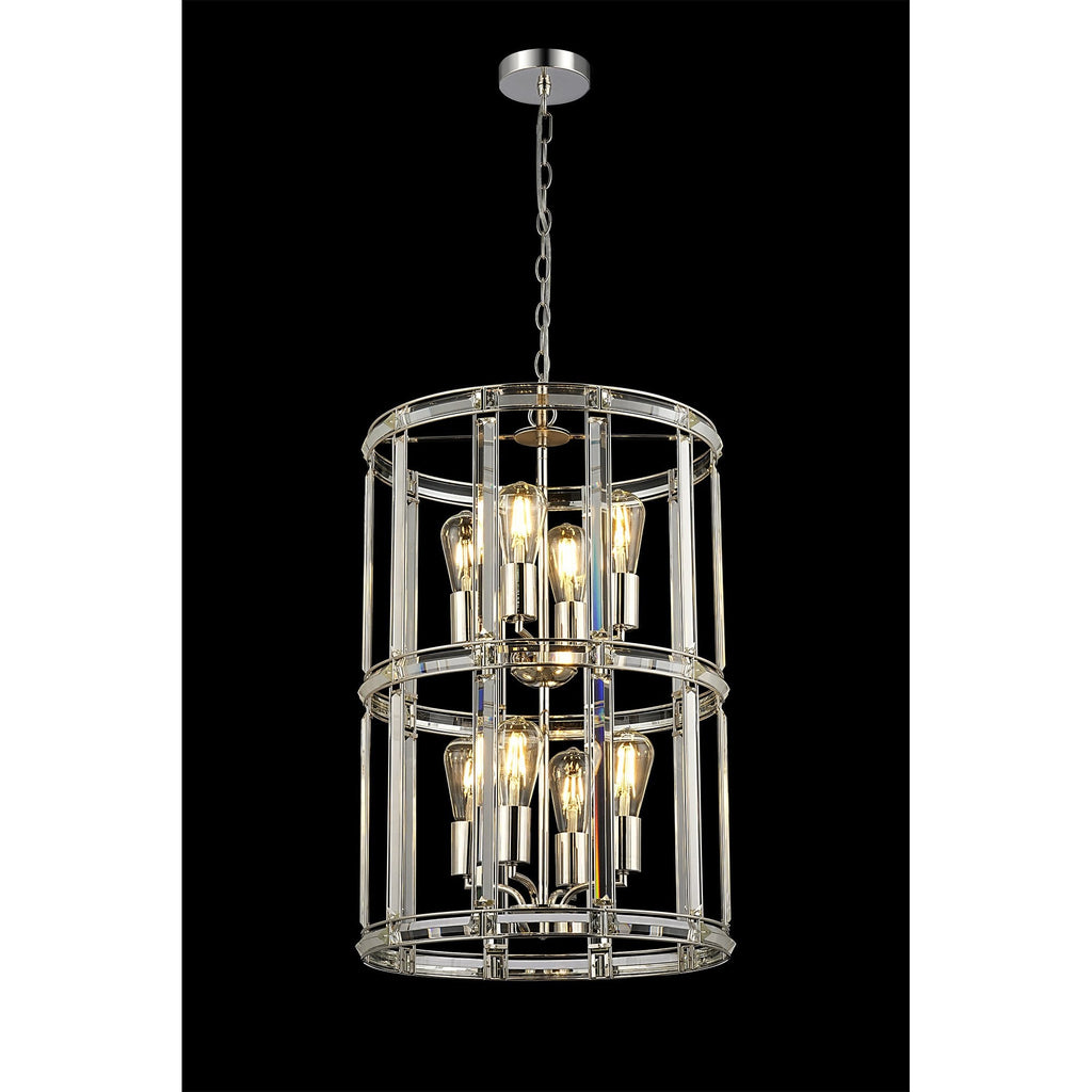 NL99909 Char 8 Light Round Pendant Polished Nickel Clear