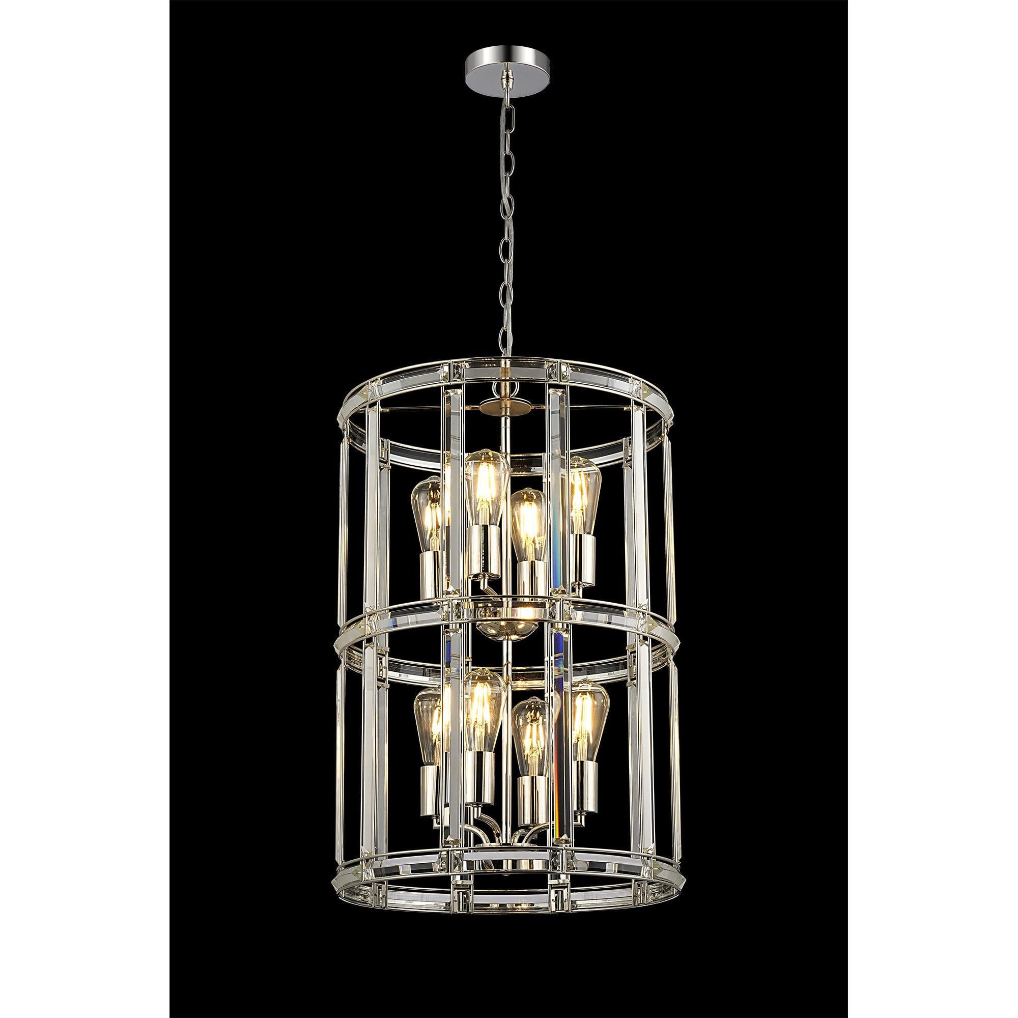 NL99909 Char 8 Light Round Pendant Polished Nickel Clear