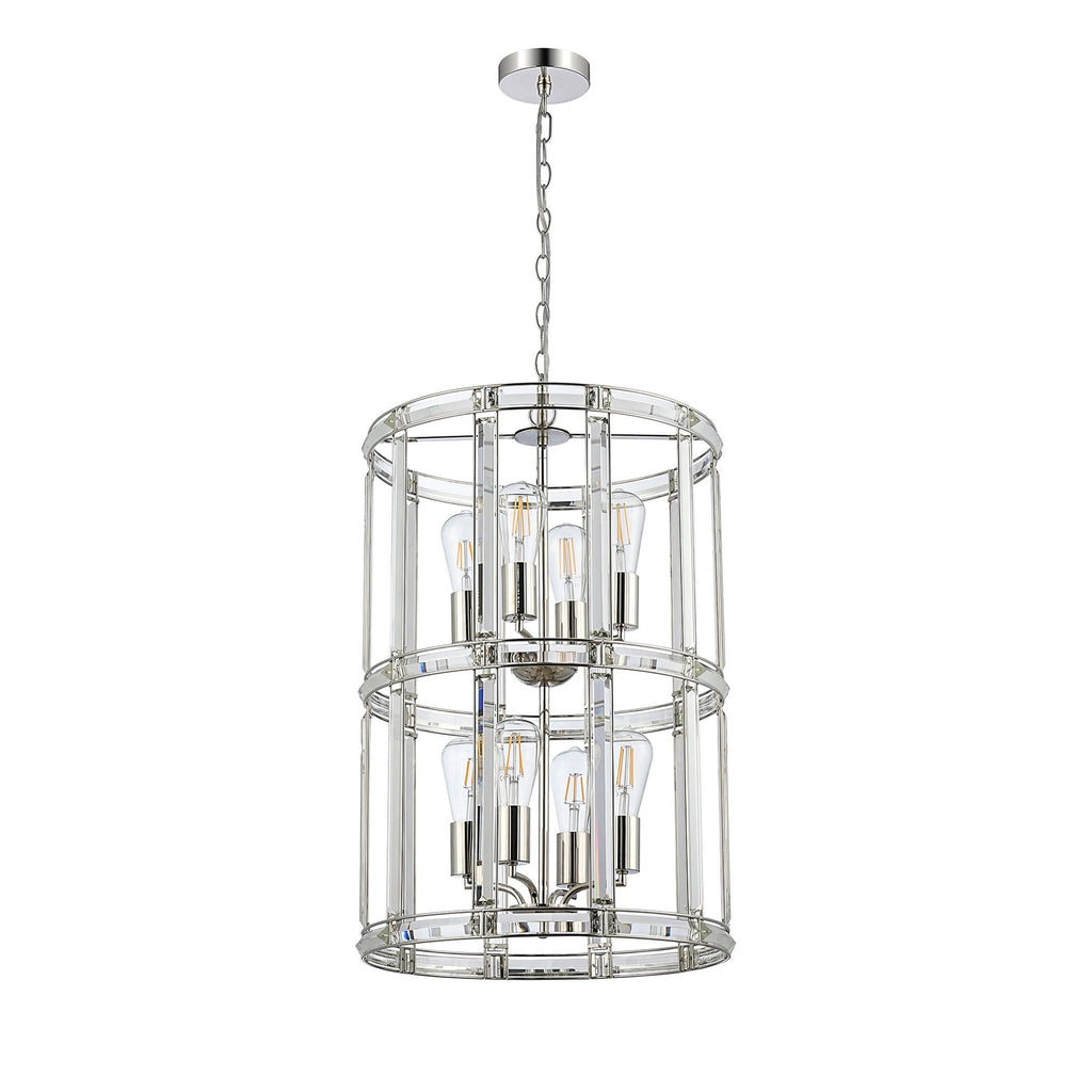 NL99909 Char 8 Light Round Pendant Polished Nickel Clear