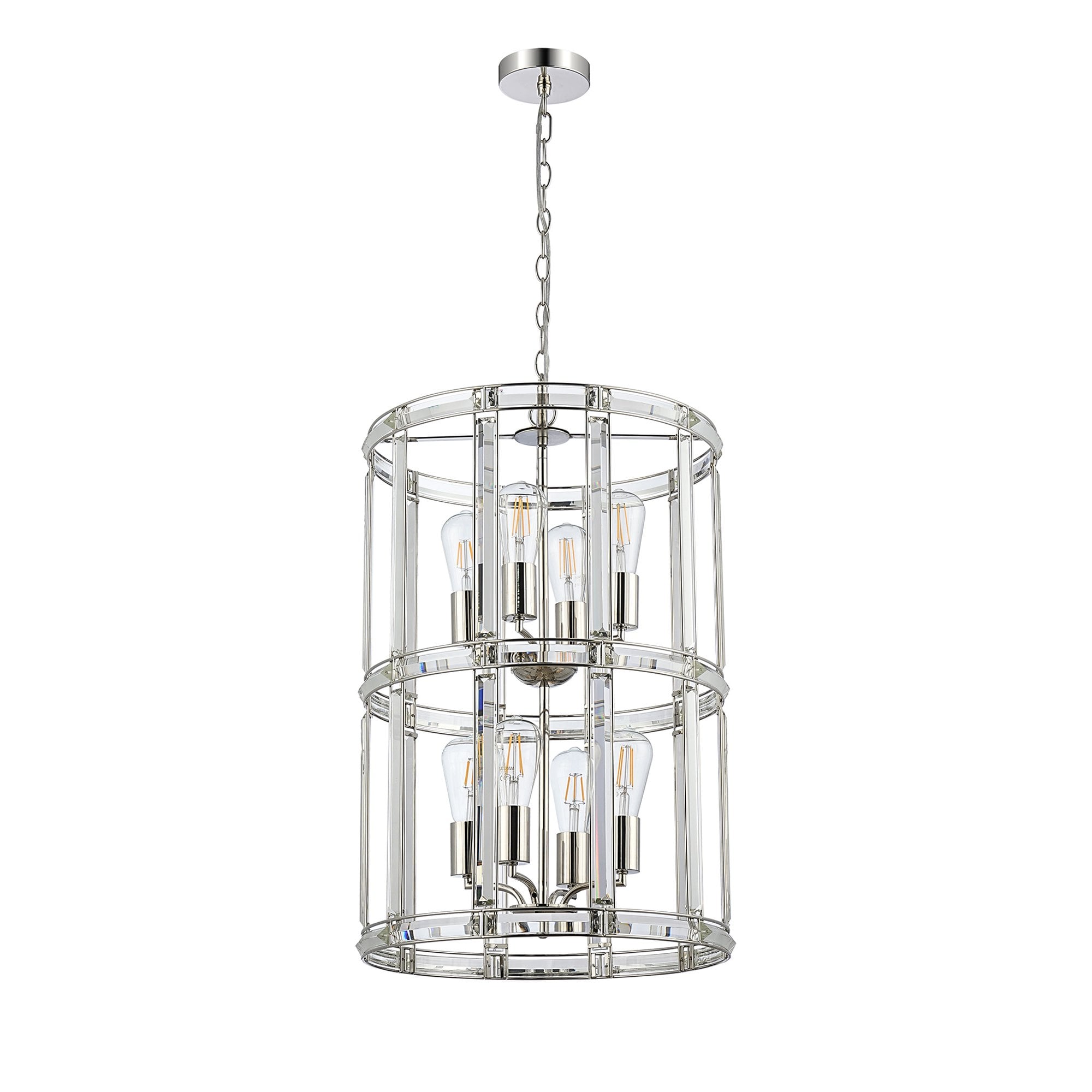 NL99909 Char 8 Light Round Pendant Polished Nickel Clear