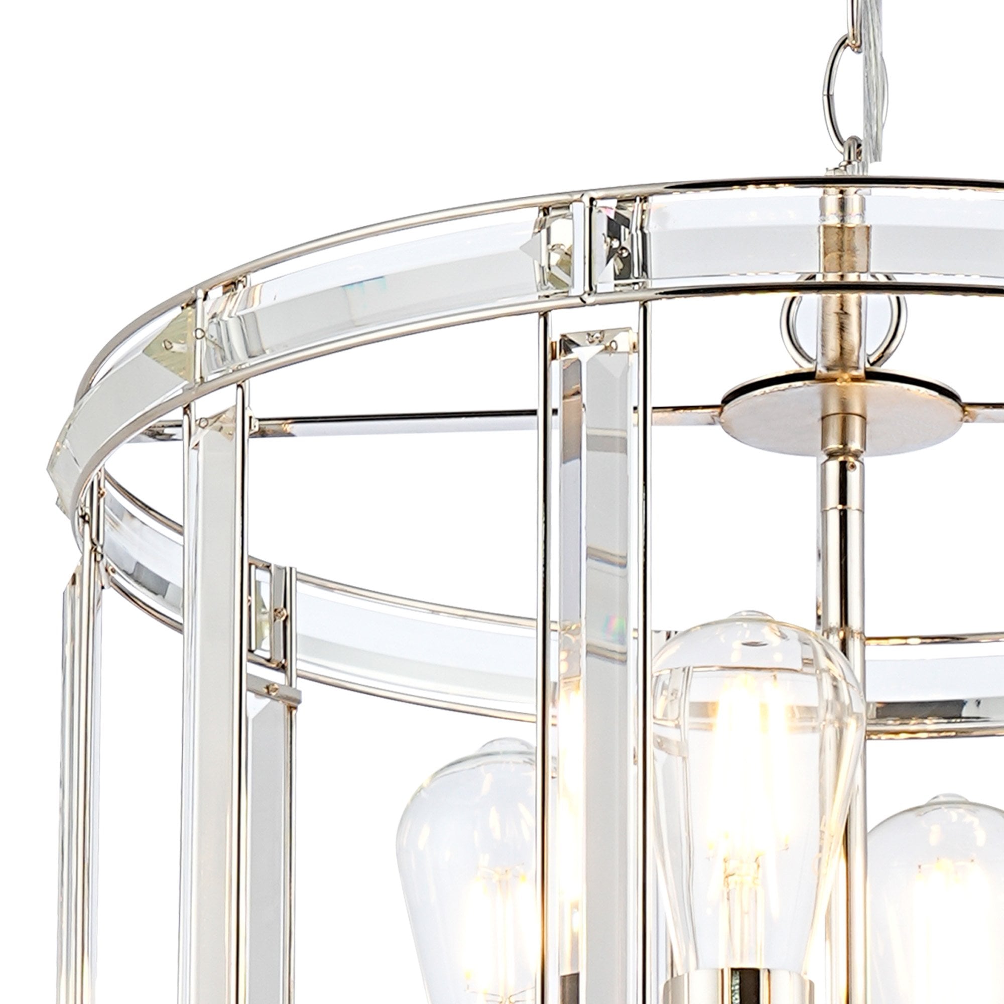 NL99909 Char 8 Light Round Pendant Polished Nickel Clear