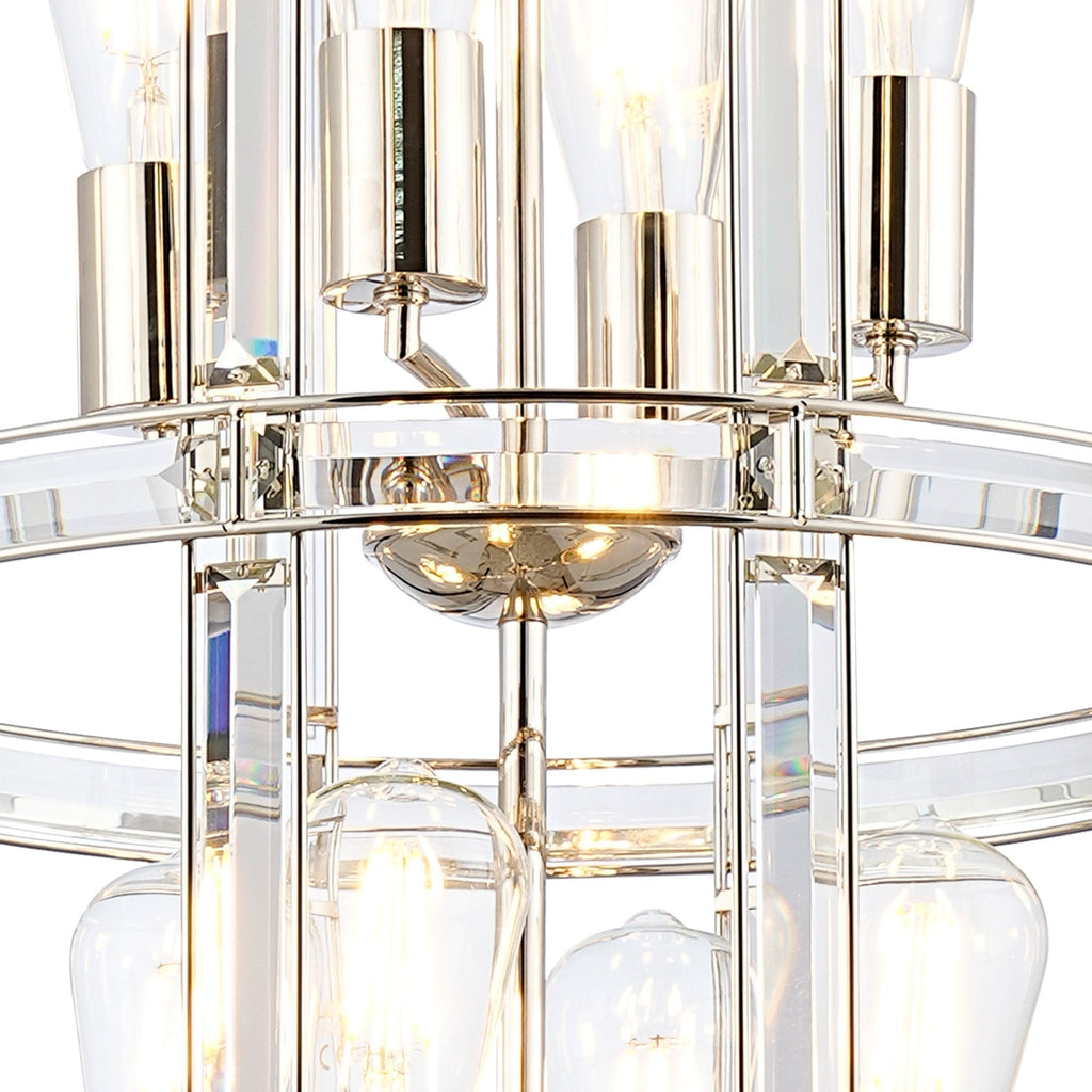 NL99909 Char 8 Light Round Pendant Polished Nickel Clear