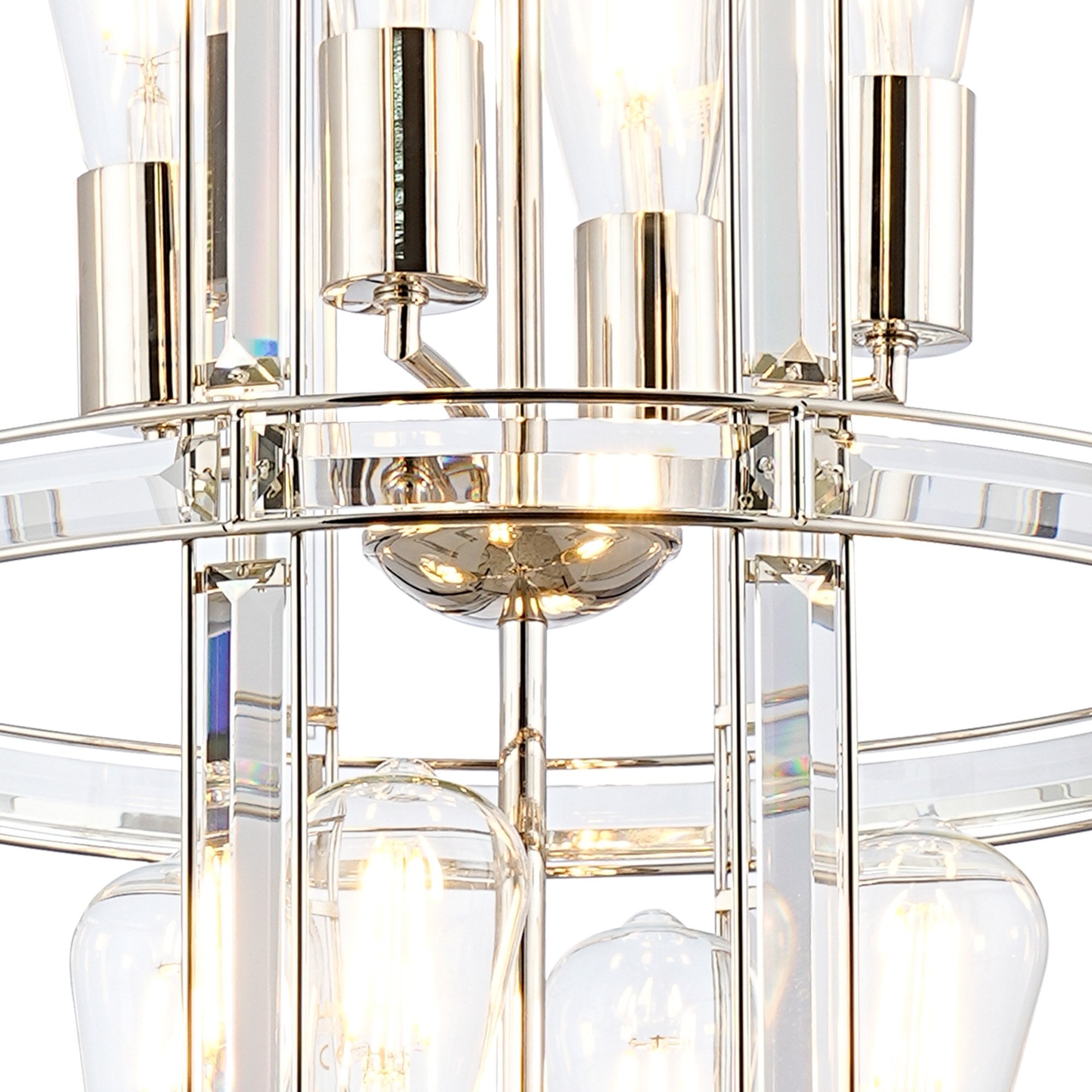 NL99909 Char 8 Light Round Pendant Polished Nickel Clear