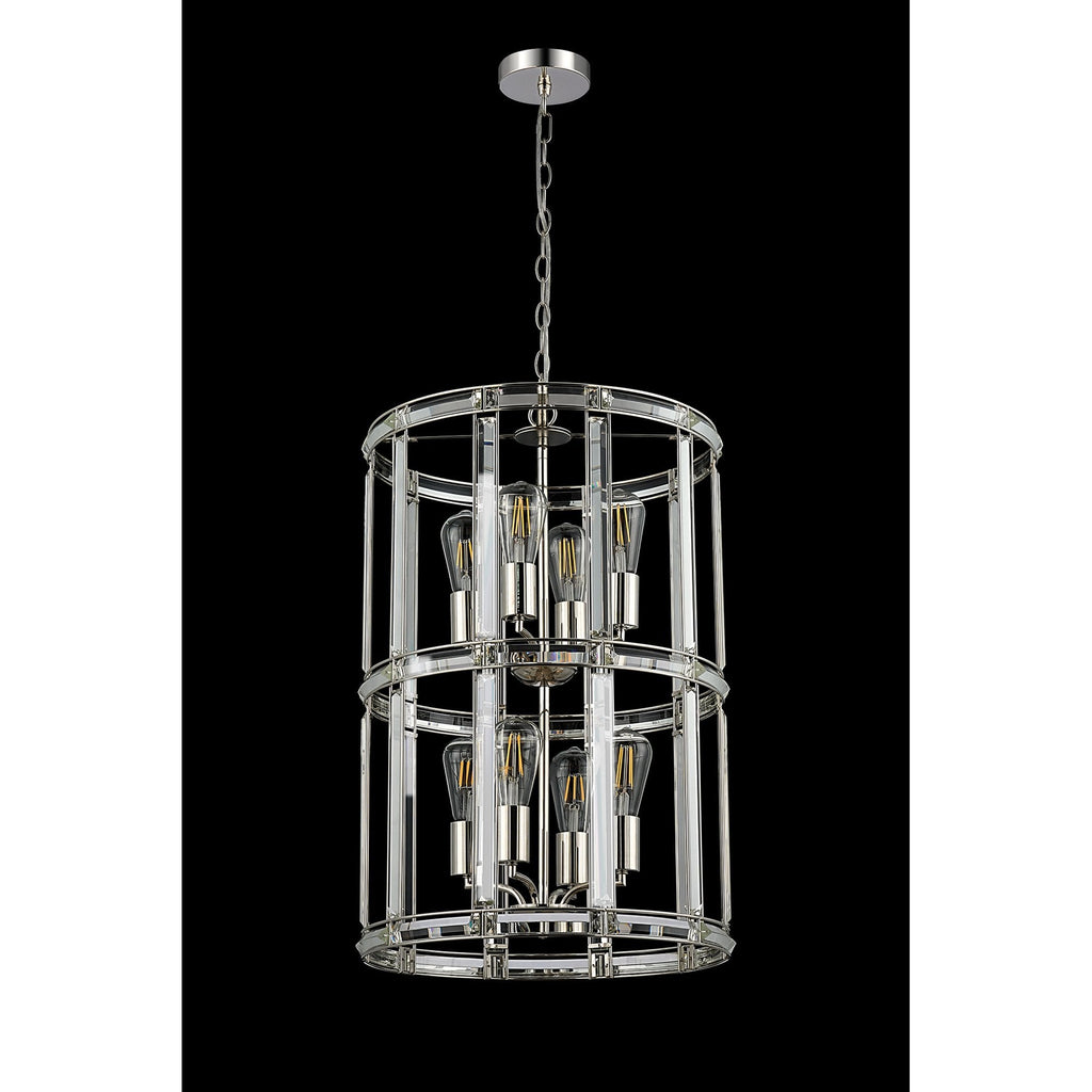 NL99909 Char 8 Light Round Pendant Polished Nickel Clear