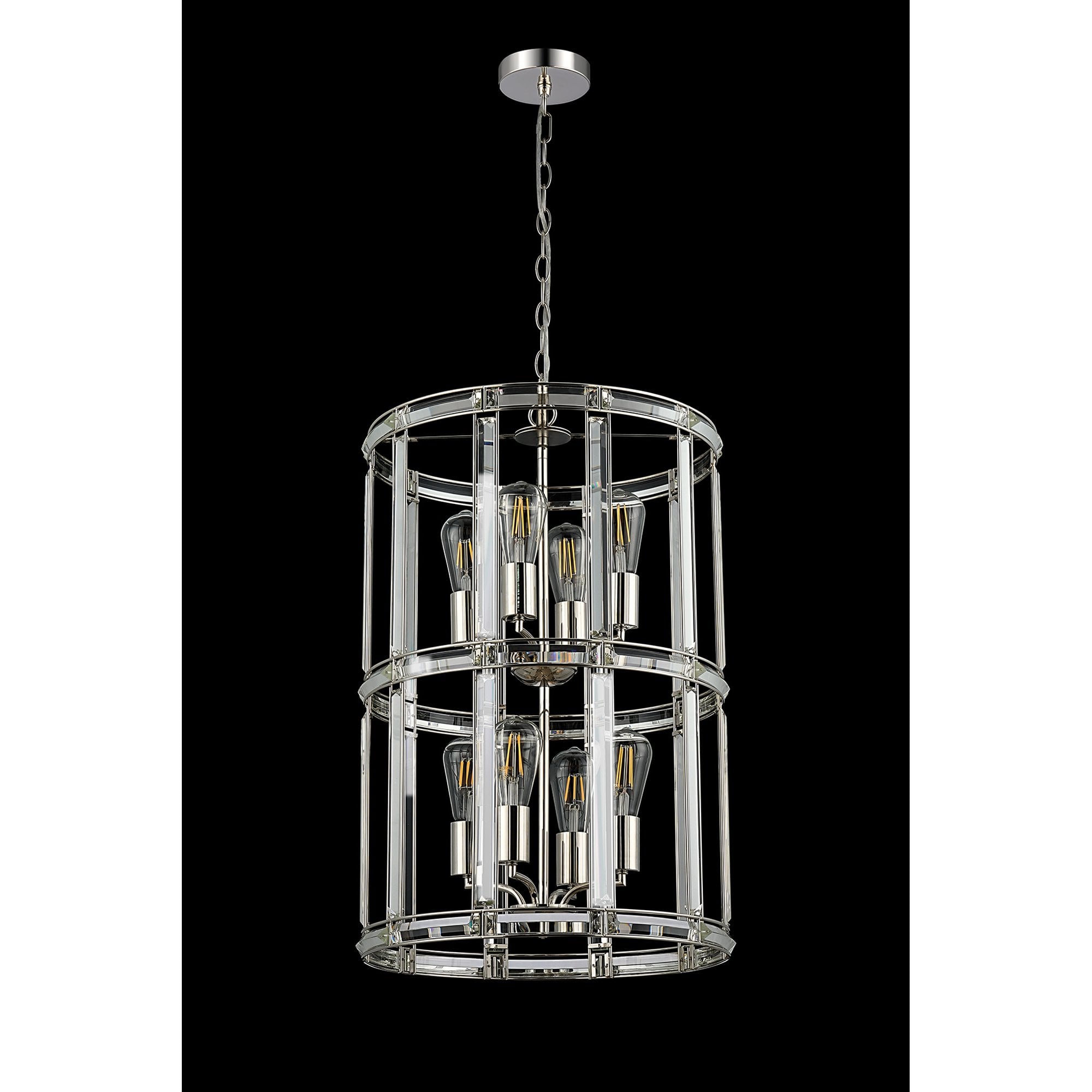 NL99909 Char 8 Light Round Pendant Polished Nickel Clear