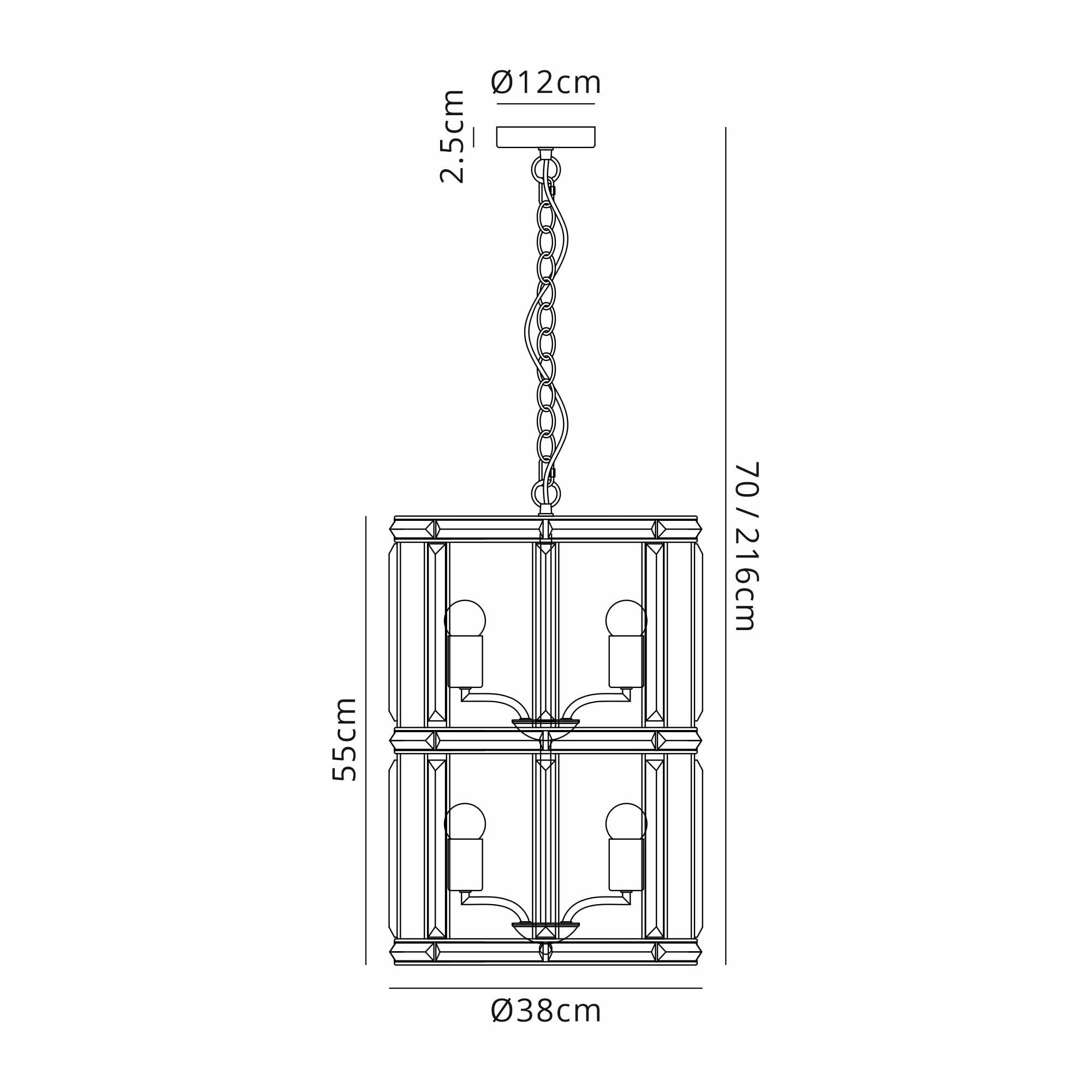 NL99919 Char 6 Light Round Pendant Polished Nickel Clear