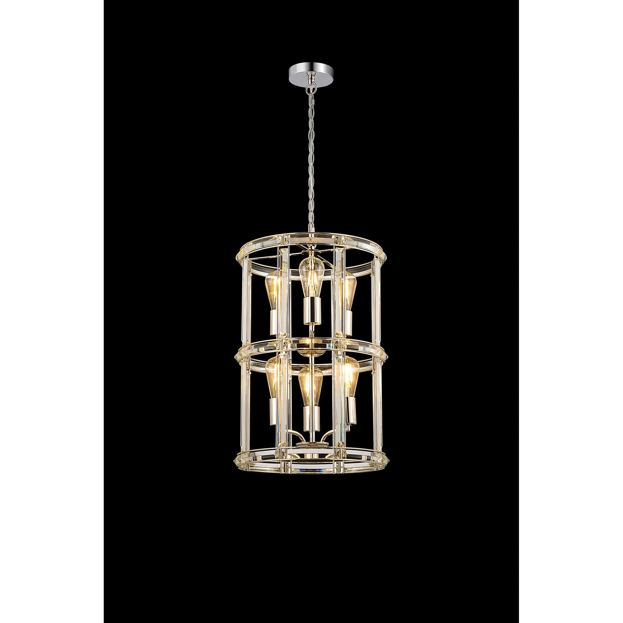 NL99919 Char 6 Light Round Pendant Polished Nickel Clear