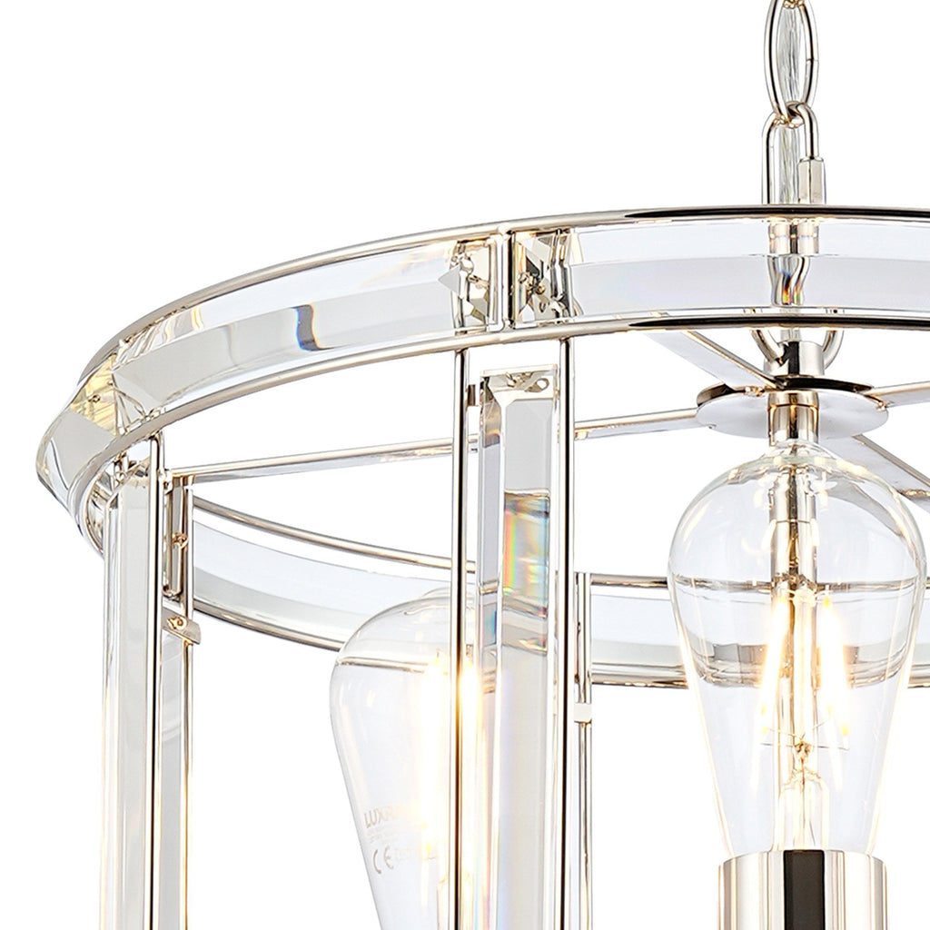 NL99919 Char 6 Light Round Pendant Polished Nickel Clear