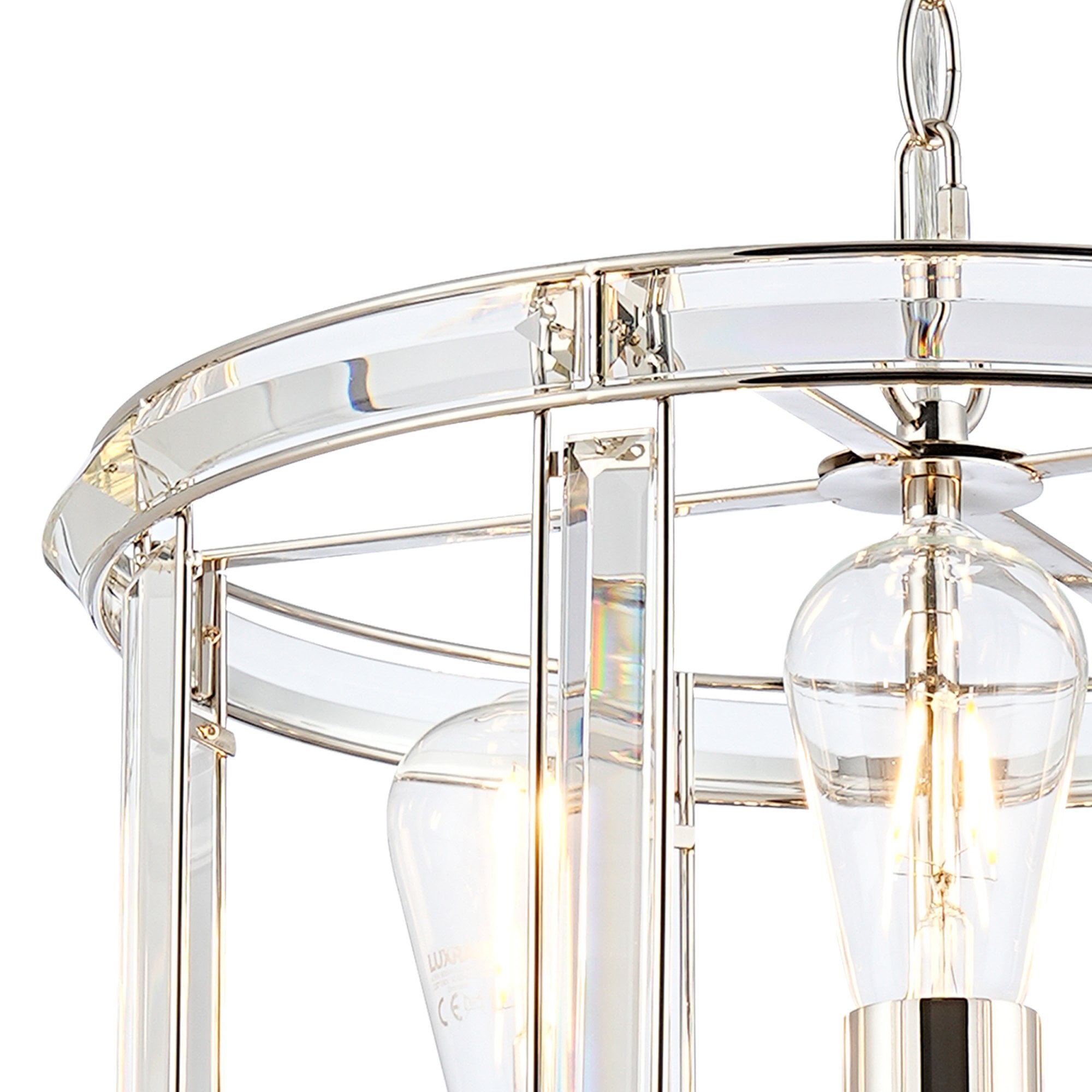 NL99919 Char 6 Light Round Pendant Polished Nickel Clear