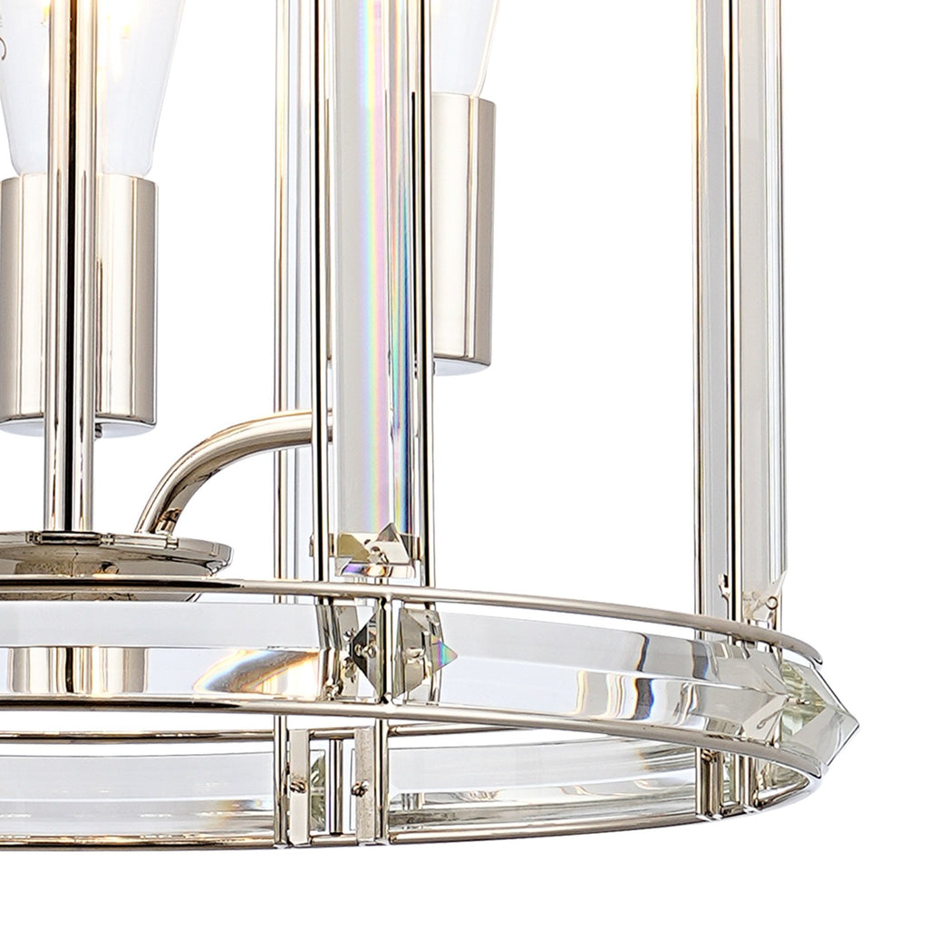 NL99919 Char 6 Light Round Pendant Polished Nickel Clear