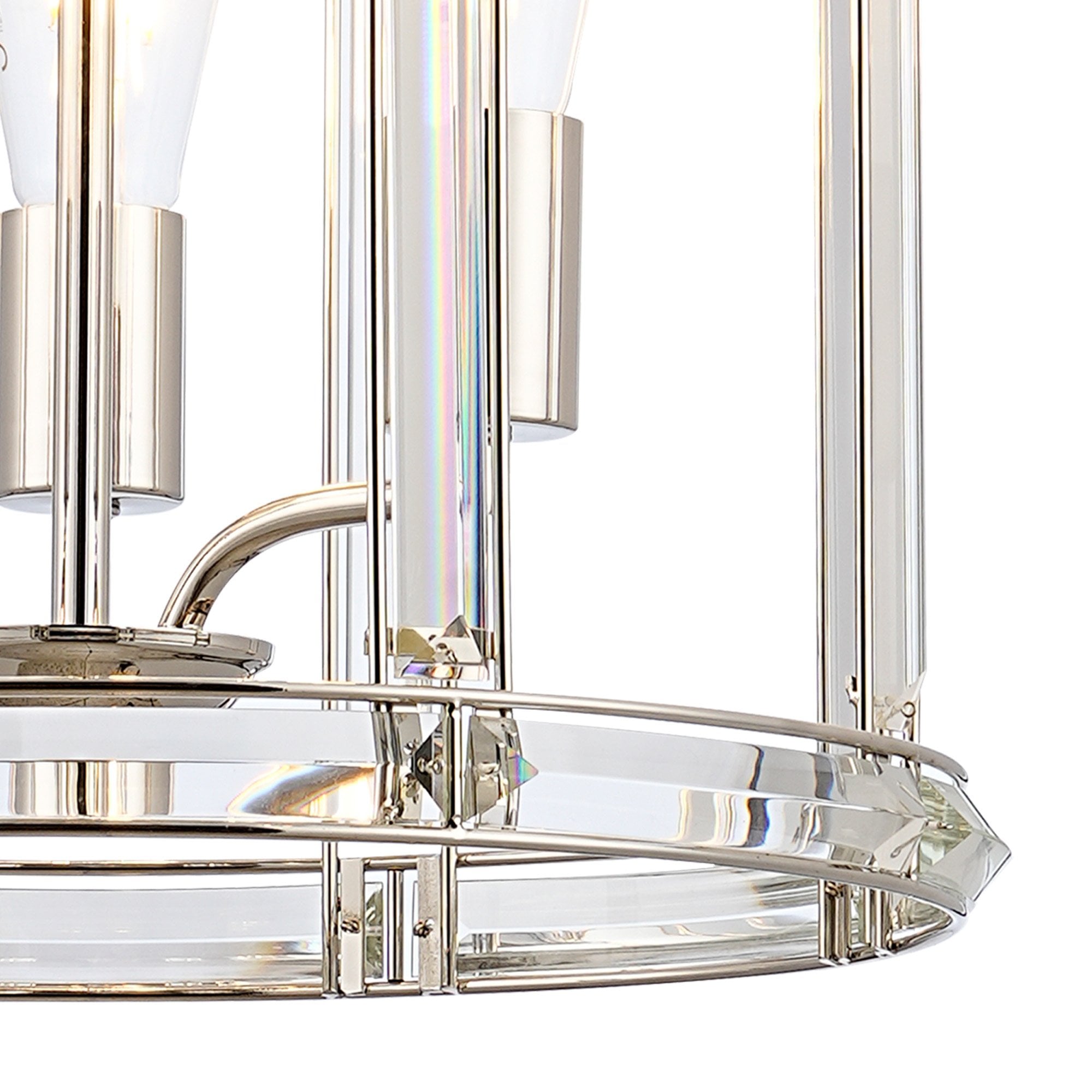 NL99919 Char 6 Light Round Pendant Polished Nickel Clear