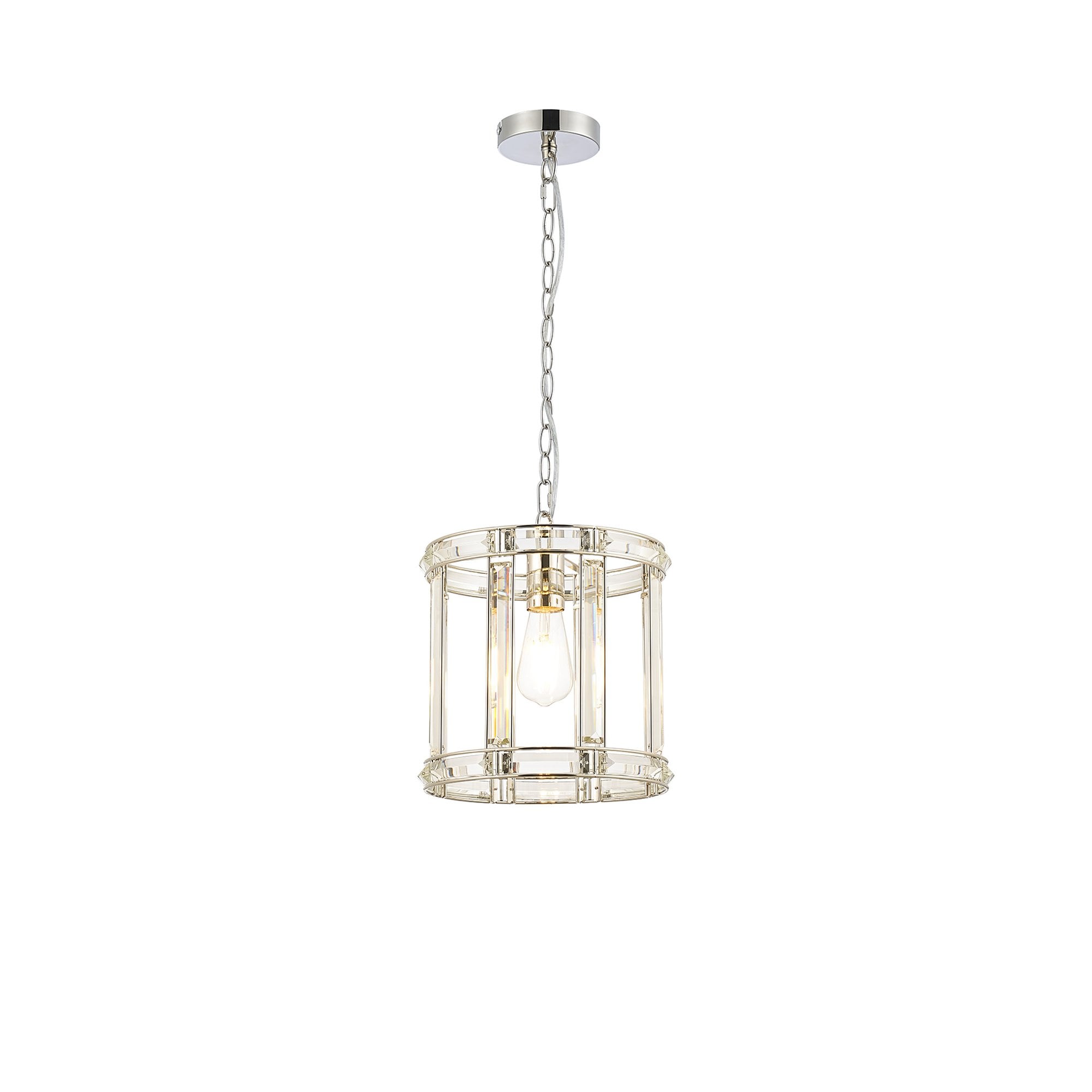 NL99929 Char 1 Light Round Pendant Polished Nickel Clear