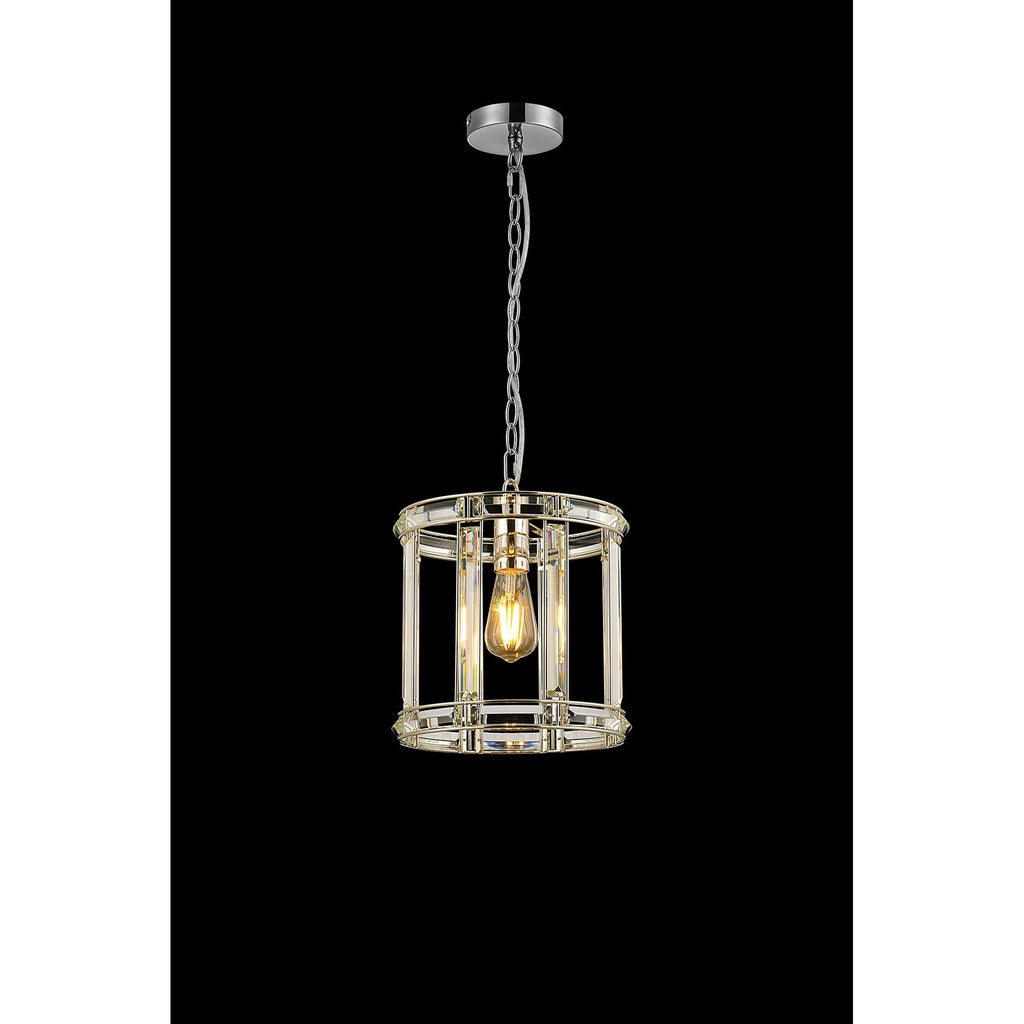 NL99929 Char 1 Light Round Pendant Polished Nickel Clear
