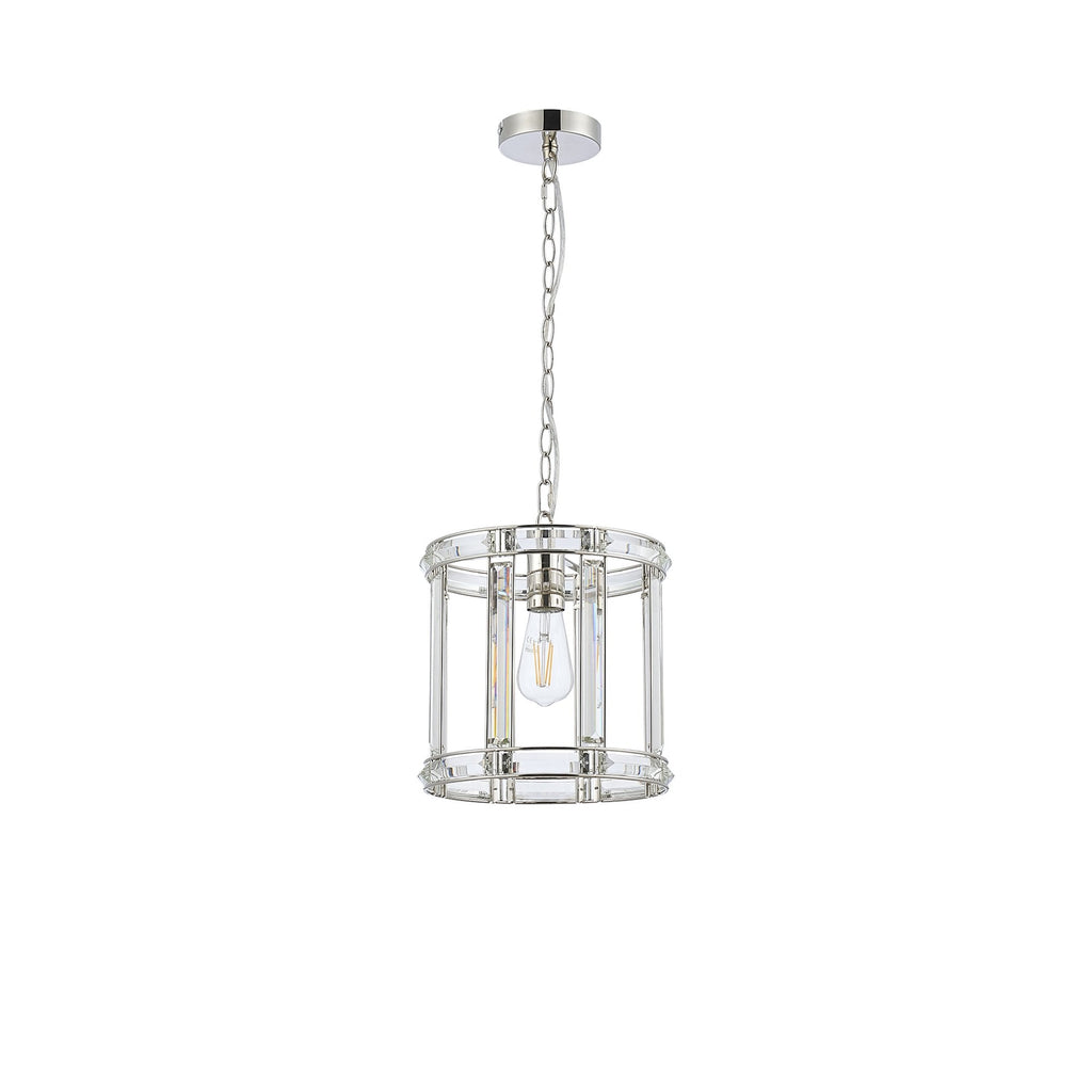 NL99929 Char 1 Light Round Pendant Polished Nickel Clear
