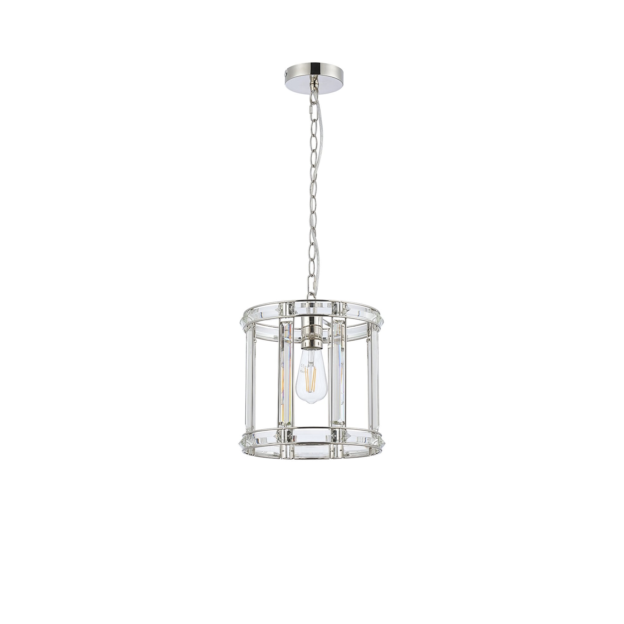 NL99929 Char 1 Light Round Pendant Polished Nickel Clear