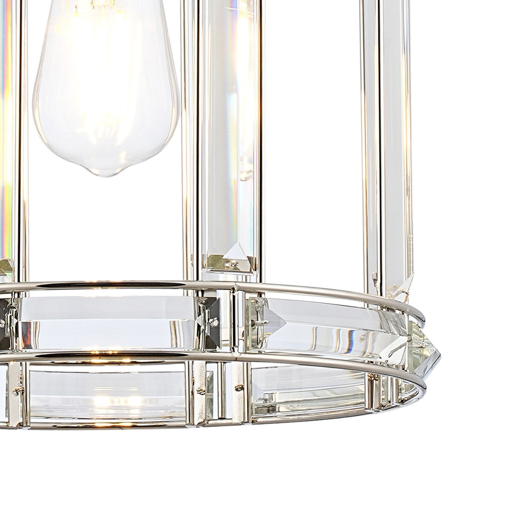 NL99929 Char 1 Light Round Pendant Polished Nickel Clear
