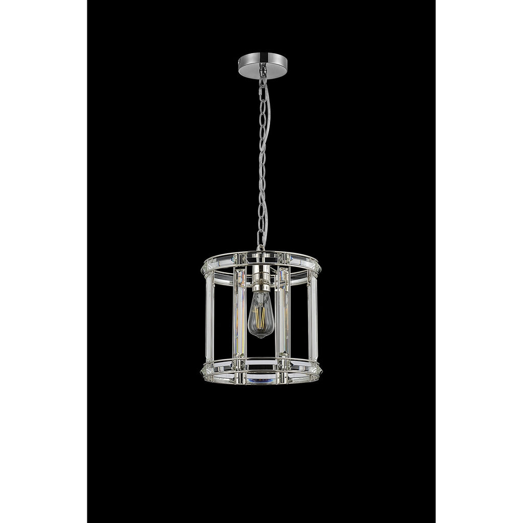 NL99929 Char 1 Light Round Pendant Polished Nickel Clear