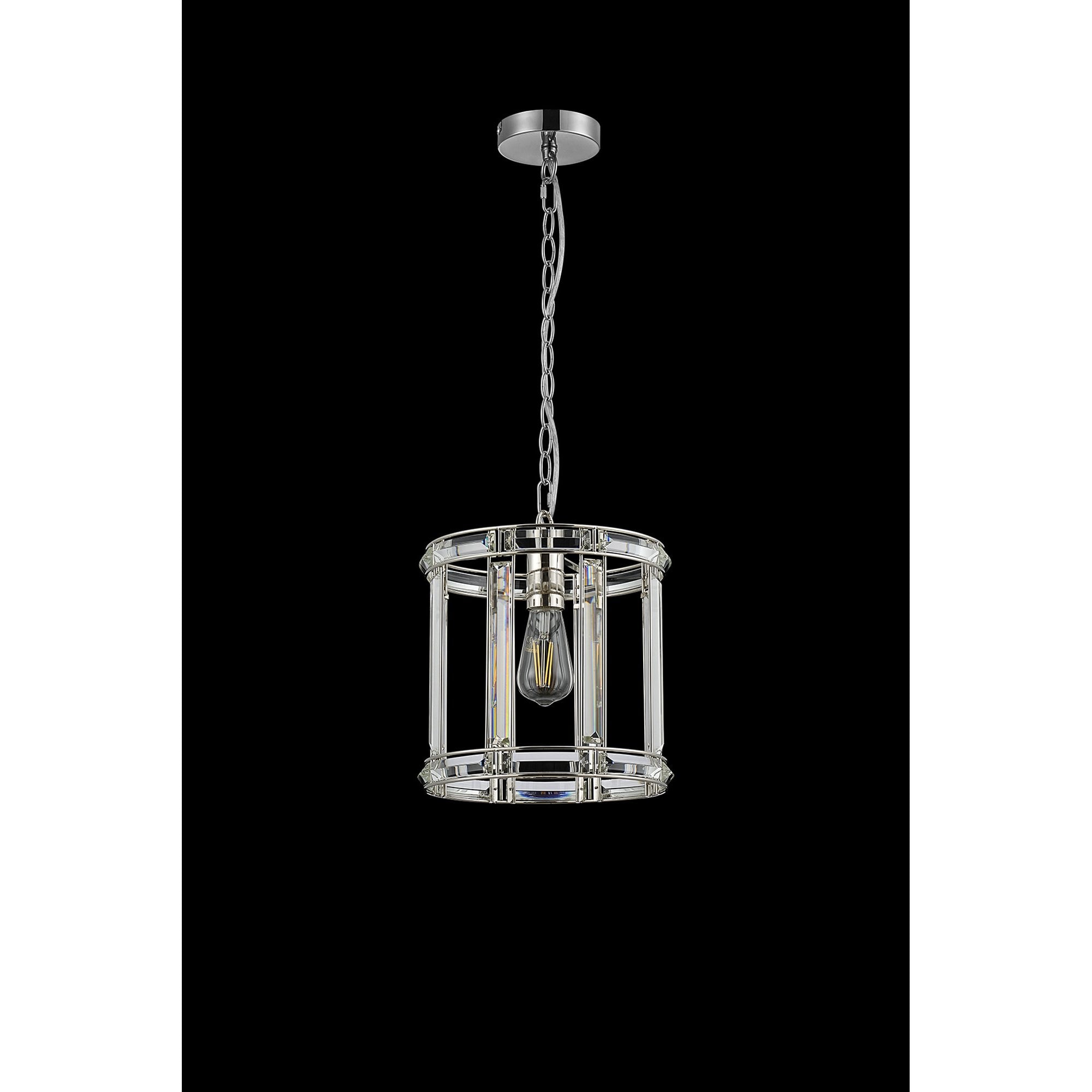 NL99929 Char 1 Light Round Pendant Polished Nickel Clear