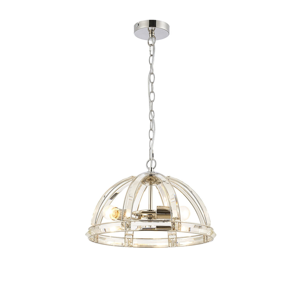 NL99939 Char 3 Light Medium Dome Pendant Polished Nickel Clear