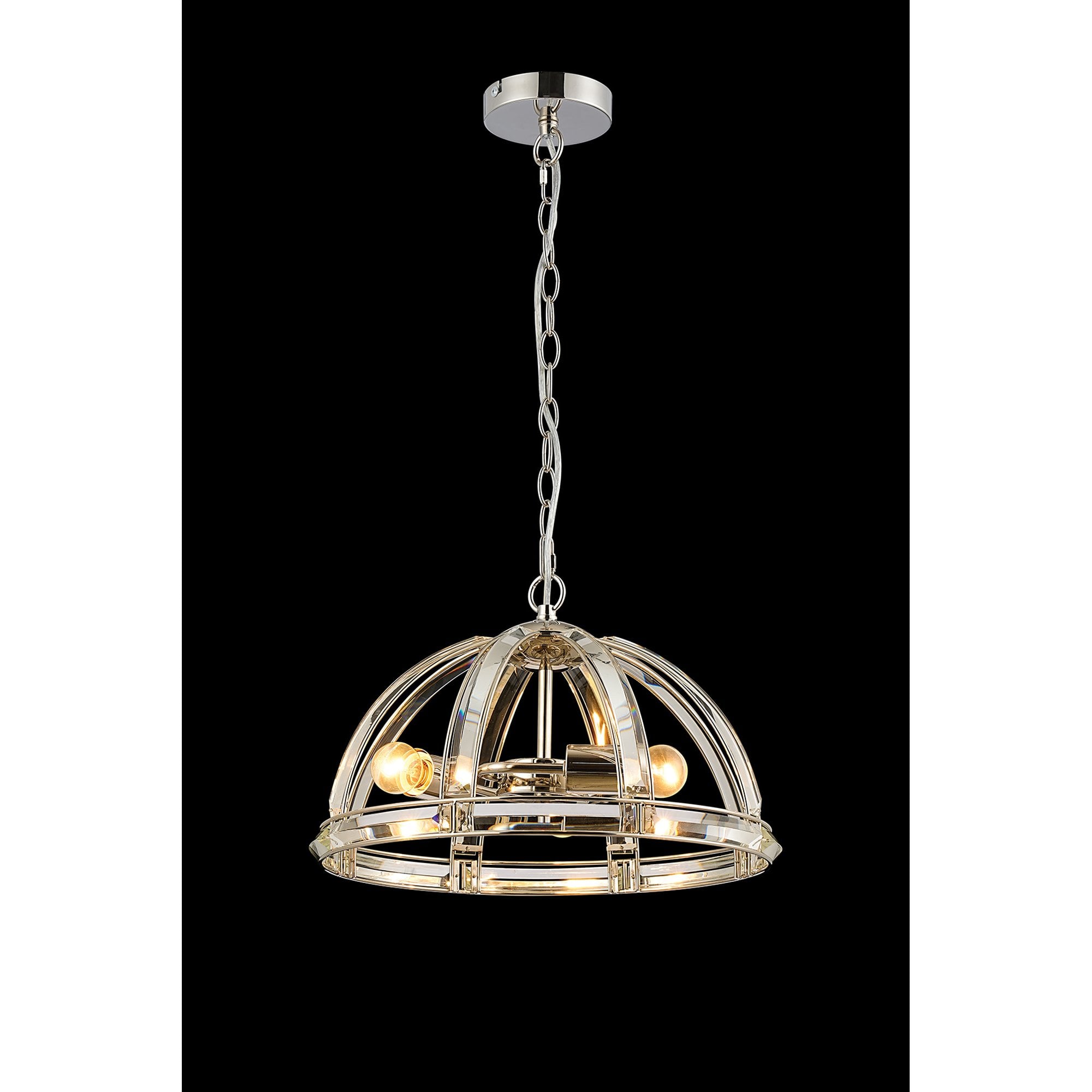 NL99939 Char 3 Light Medium Dome Pendant Polished Nickel Clear