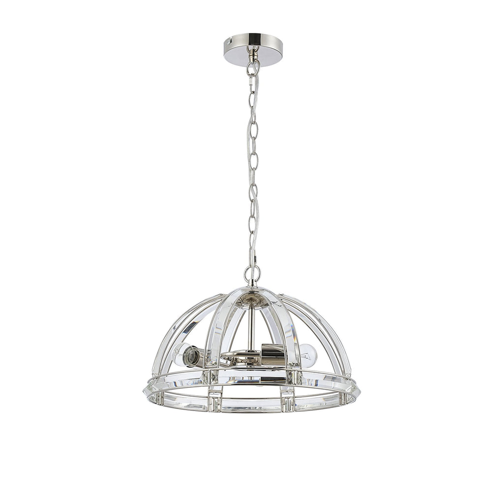 NL99939 Char 3 Light Medium Dome Pendant Polished Nickel Clear