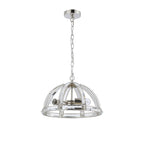NL99939 Char 3 Light Medium Dome Pendant Polished Nickel Clear