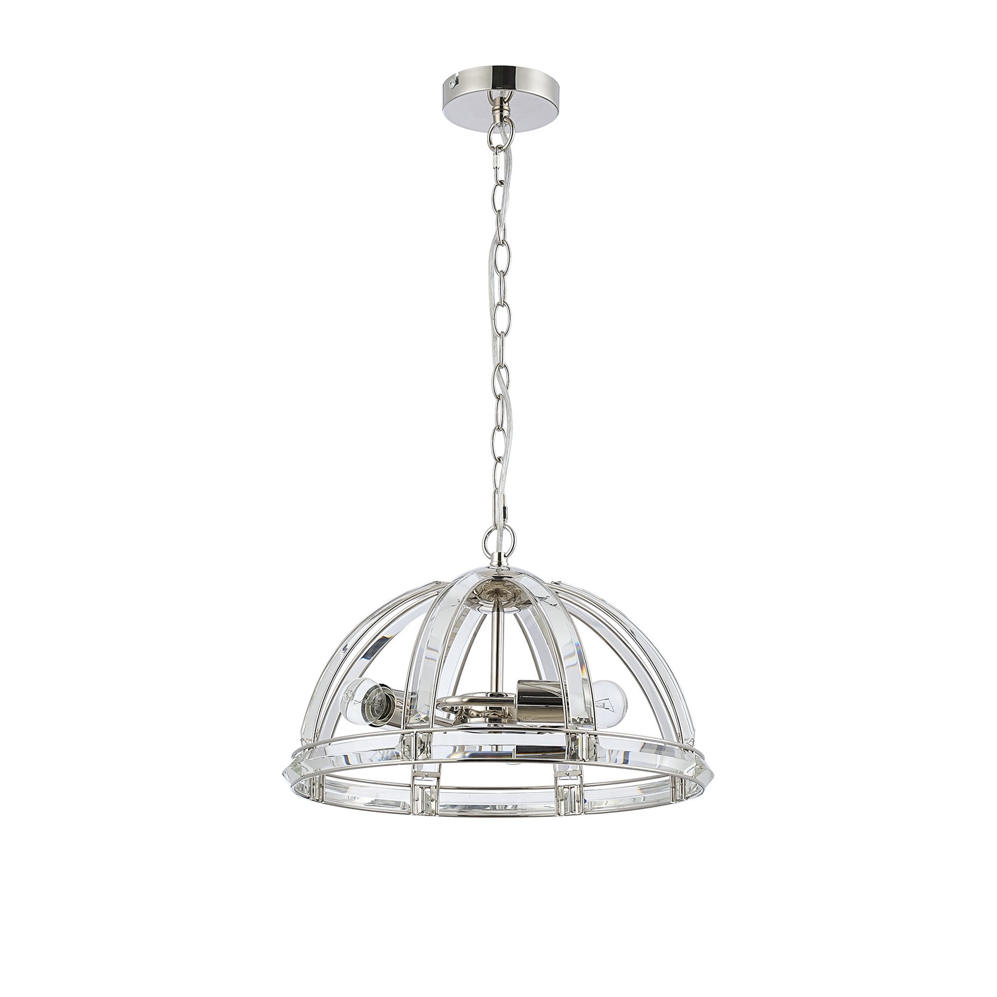 NL99939 Char 3 Light Medium Dome Pendant Polished Nickel Clear