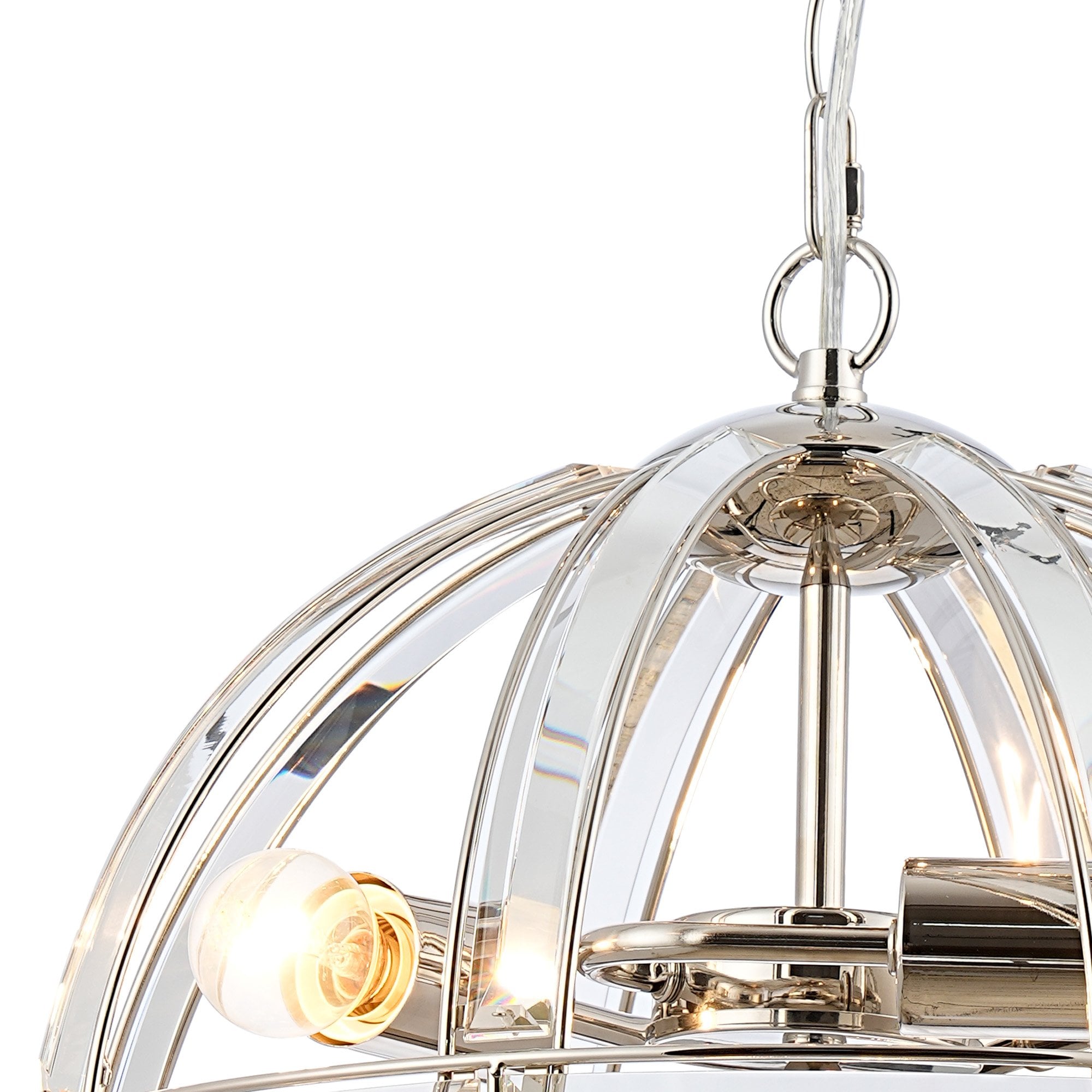 NL99939 Char 3 Light Medium Dome Pendant Polished Nickel Clear