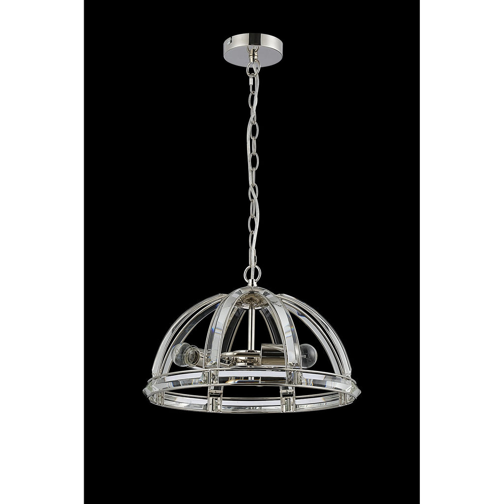 NL99939 Char 3 Light Medium Dome Pendant Polished Nickel Clear