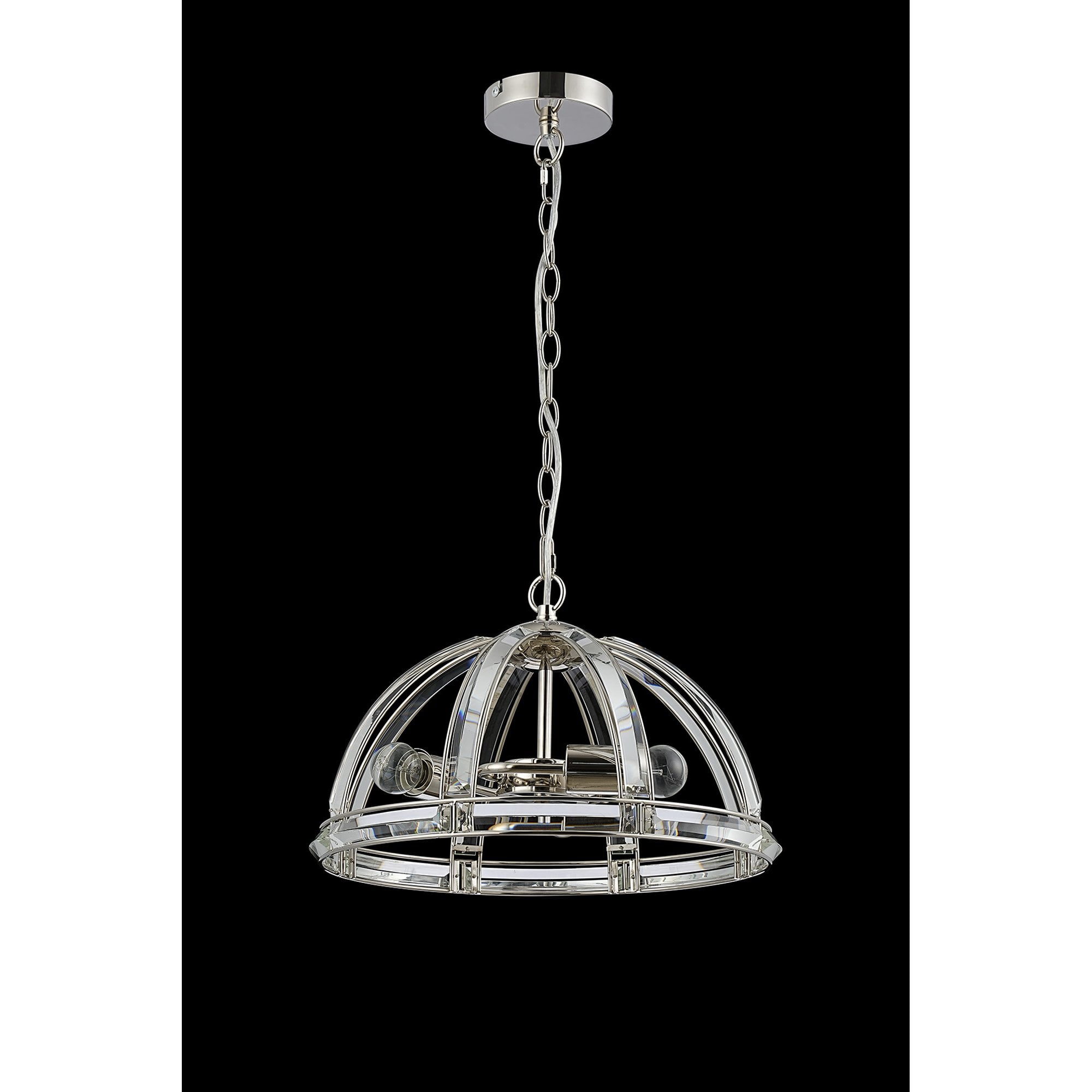 NL99939 Char 3 Light Medium Dome Pendant Polished Nickel Clear