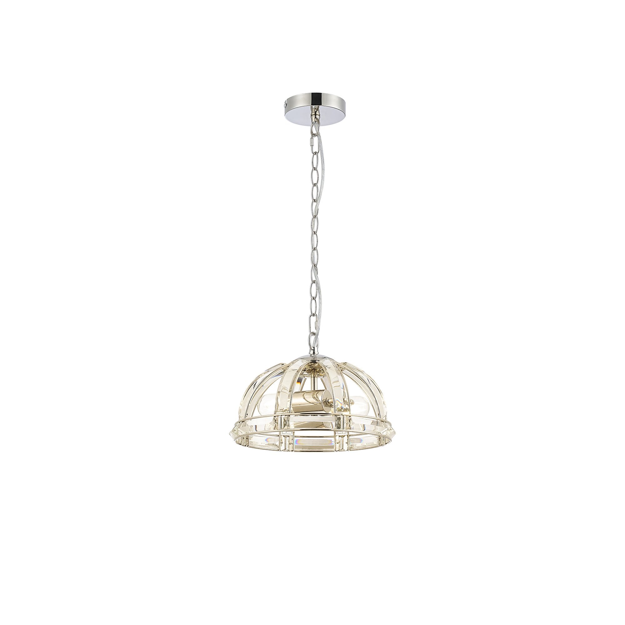 NL99949 Char 2 Light Small Dome Pendant Polished Nickel Clear