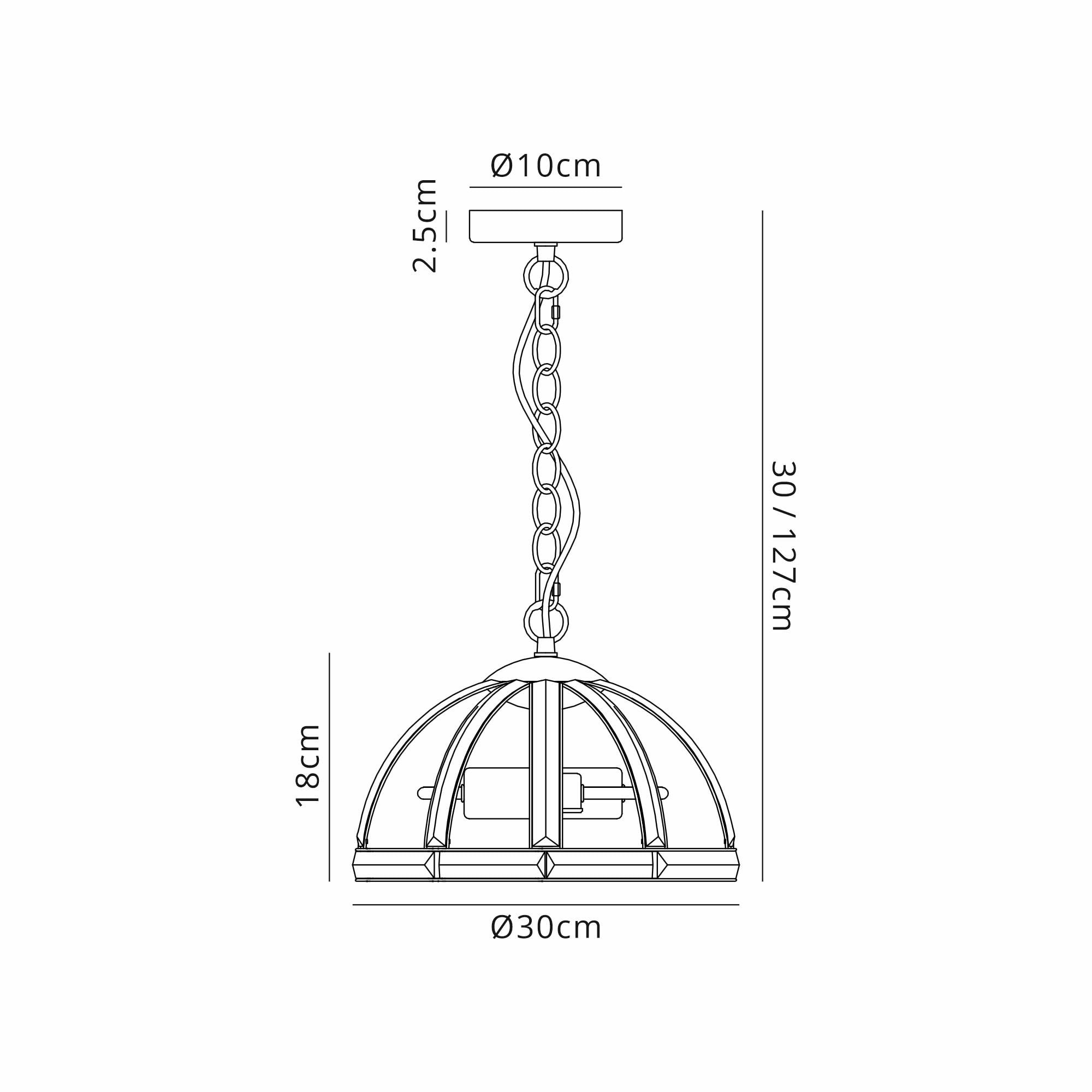 NL99949 Char 2 Light Small Dome Pendant Polished Nickel Clear