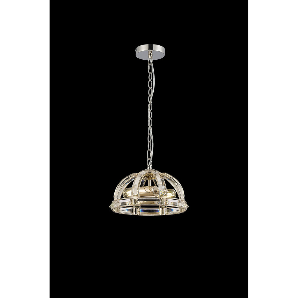 NL99949 Char 2 Light Small Dome Pendant Polished Nickel Clear