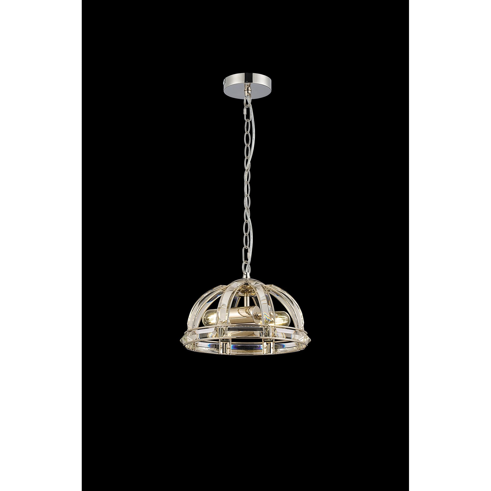 NL99949 Char 2 Light Small Dome Pendant Polished Nickel Clear
