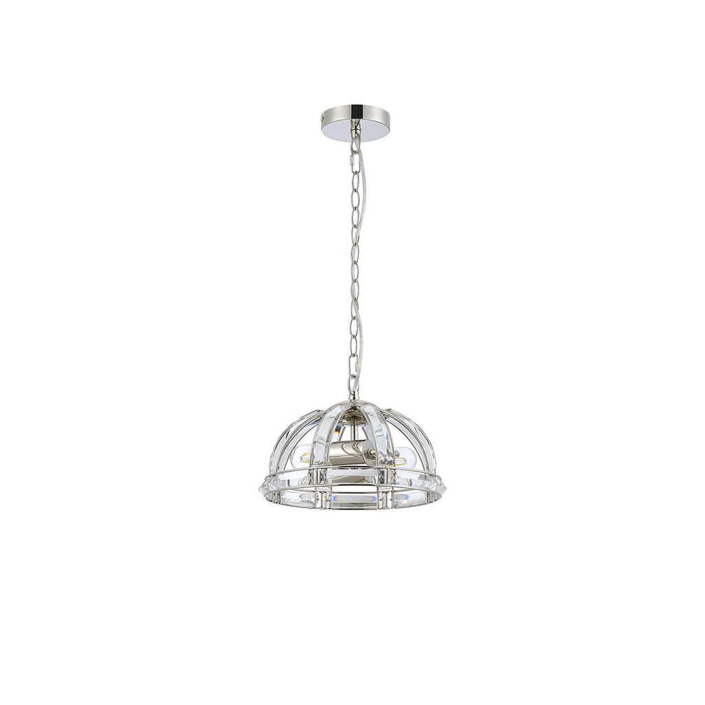 NL99949 Char 2 Light Small Dome Pendant Polished Nickel Clear