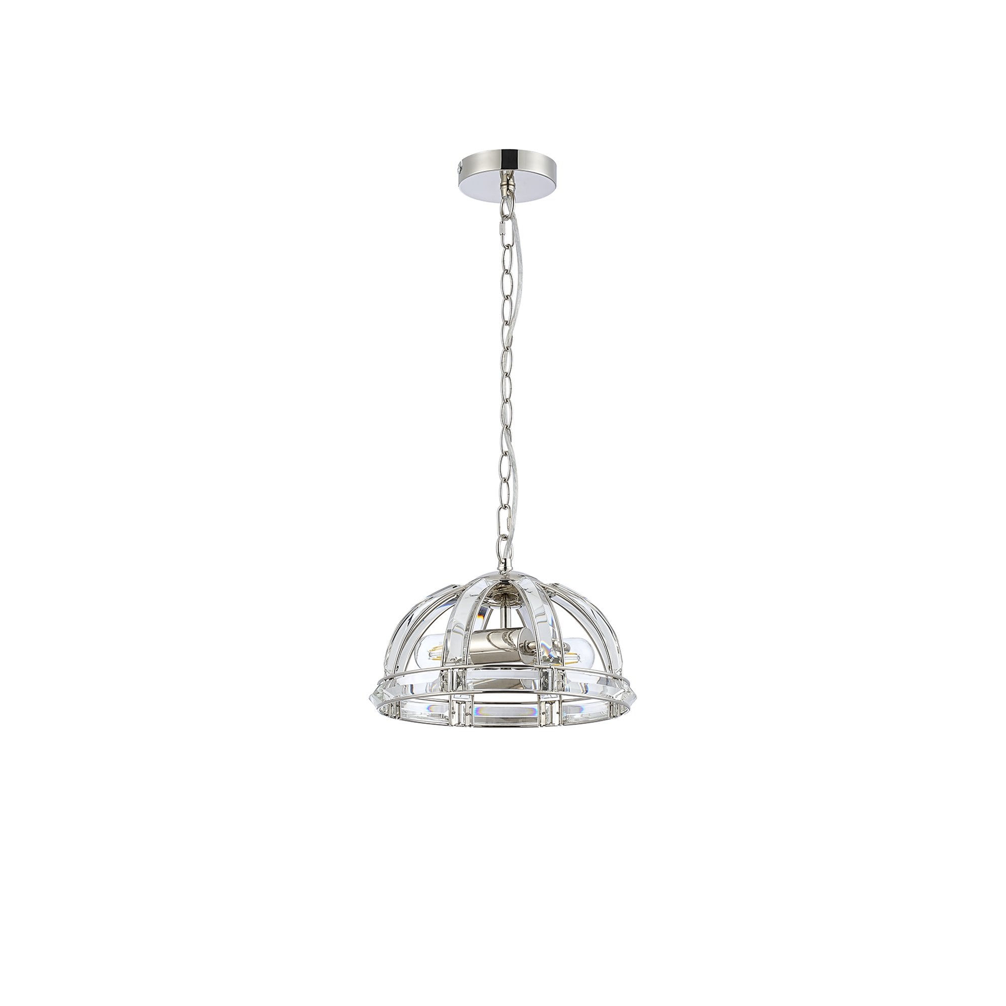 NL99949 Char 2 Light Small Dome Pendant Polished Nickel Clear