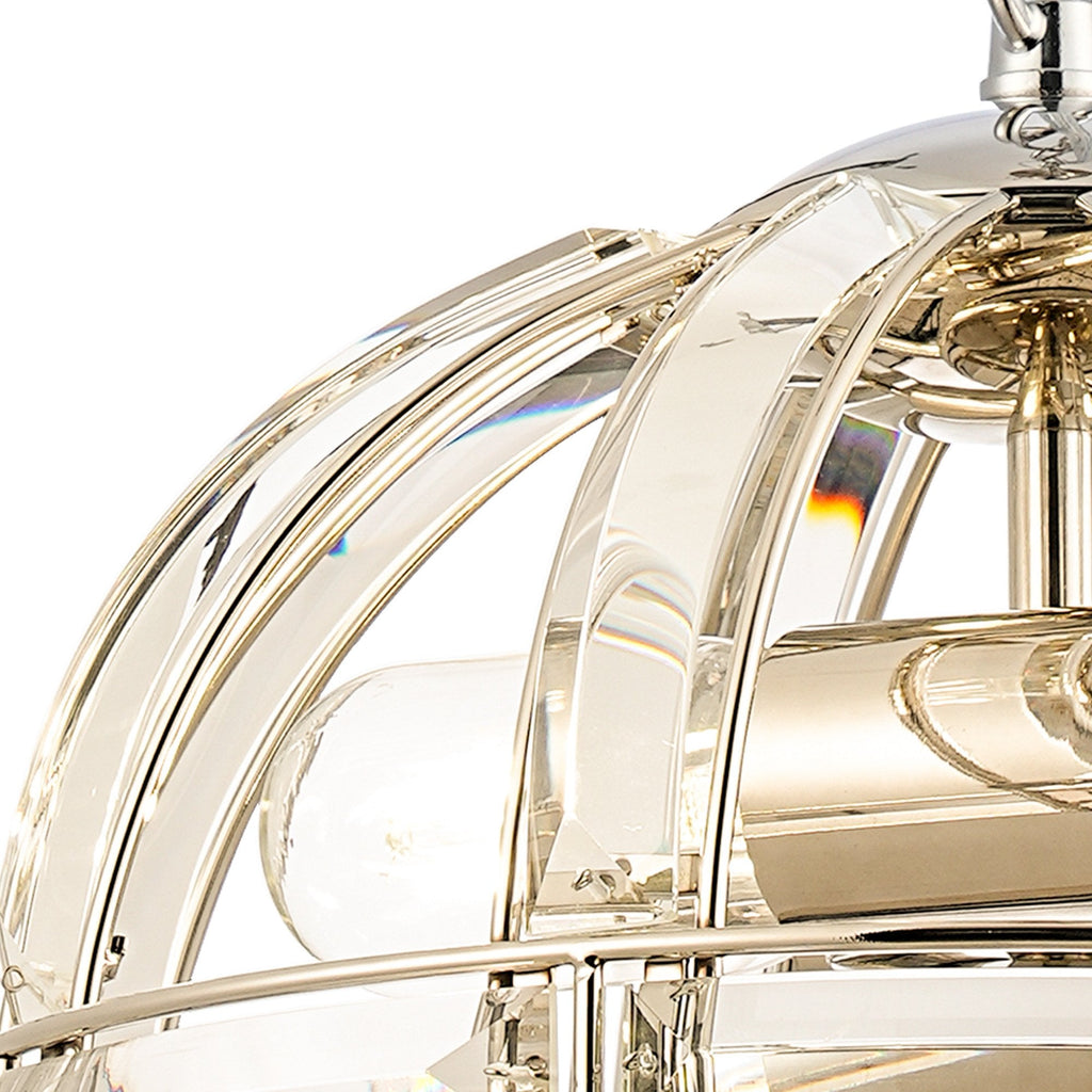 NL99949 Char 2 Light Small Dome Pendant Polished Nickel Clear