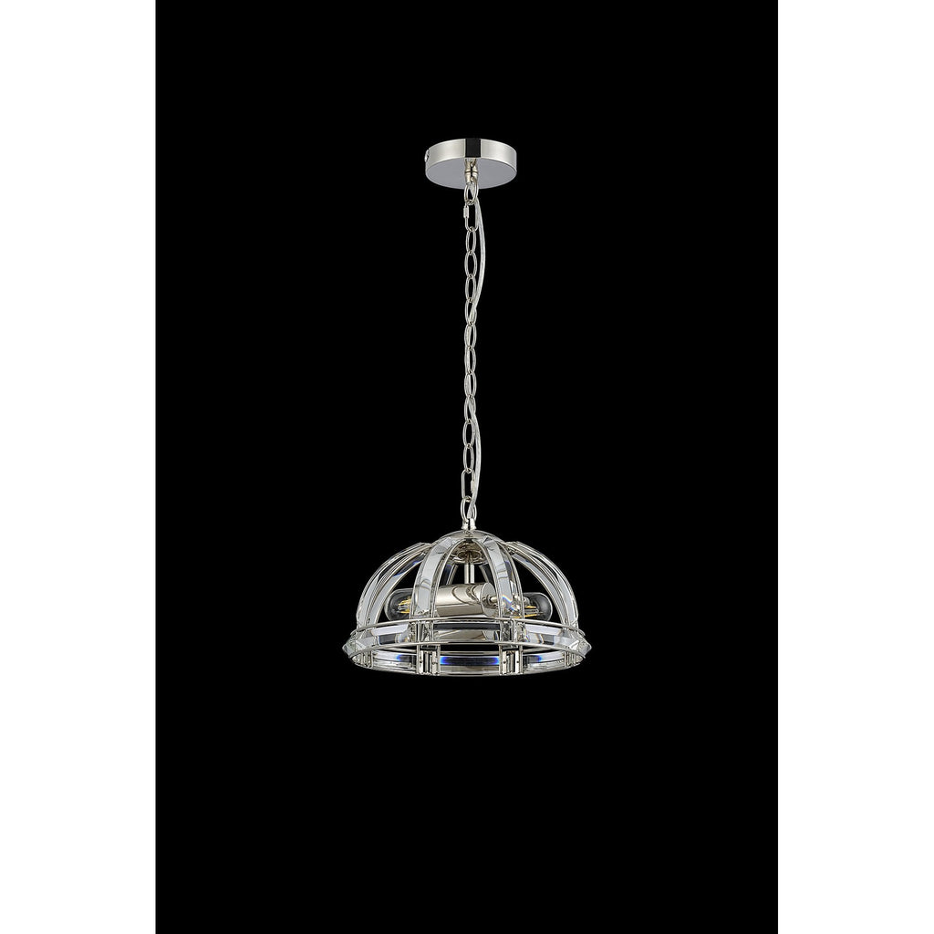 NL99949 Char 2 Light Small Dome Pendant Polished Nickel Clear