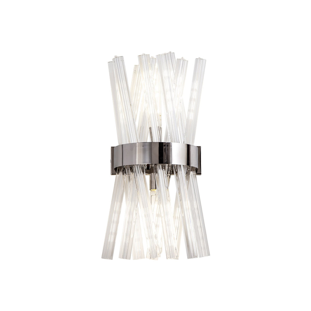 NL83599 Clover 2 Light Wall Light Polished Nickel Clear