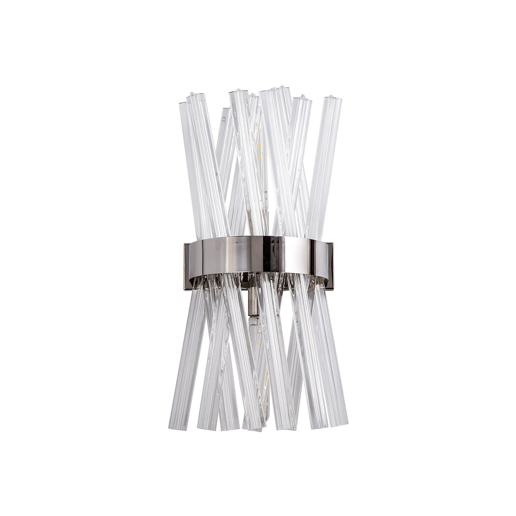 NL83599 Clover 2 Light Wall Light Polished Nickel Clear
