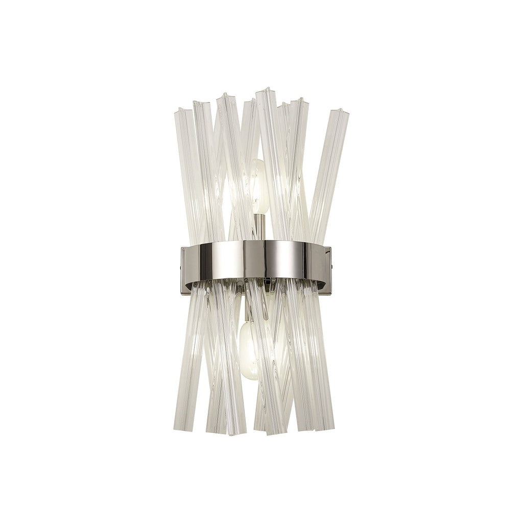 NL83599 Clover 2 Light Wall Light Polished Nickel Clear