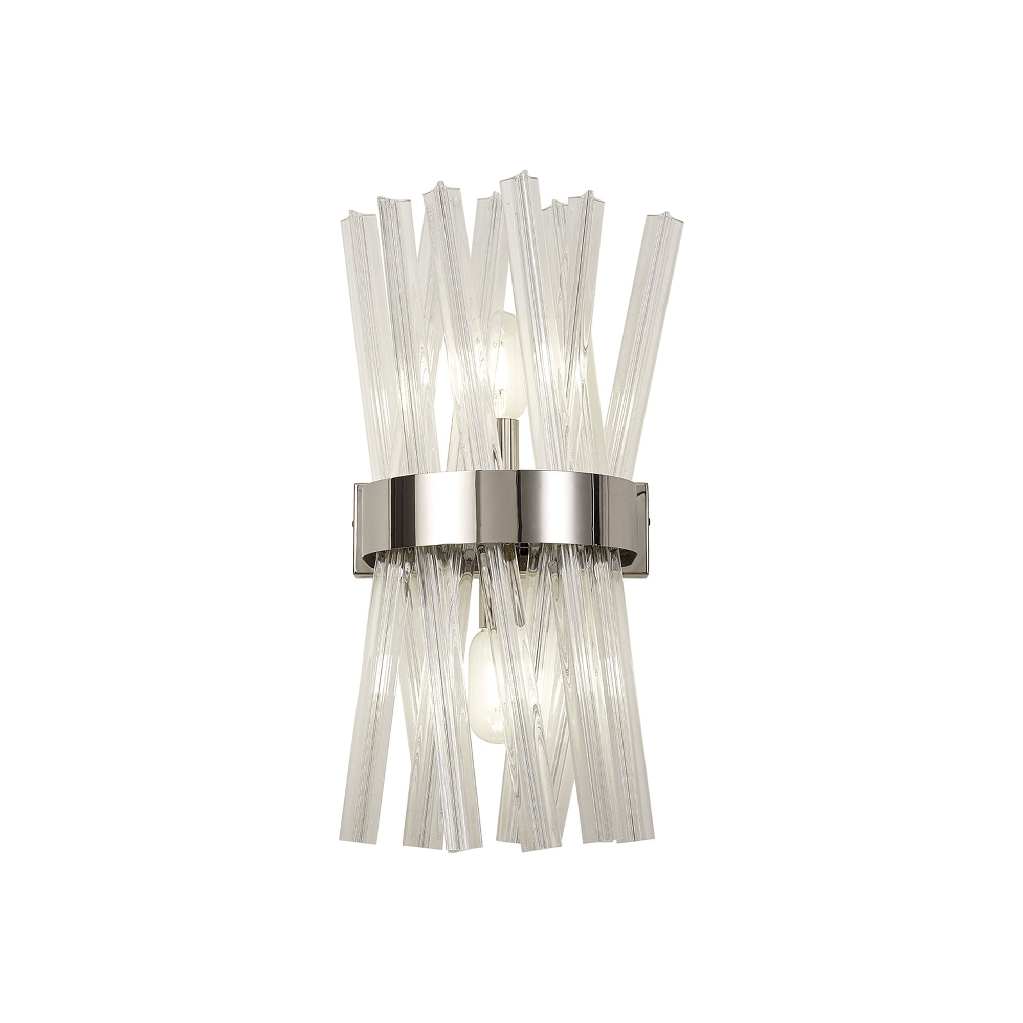 NL83599 Clover 2 Light Wall Light Polished Nickel Clear