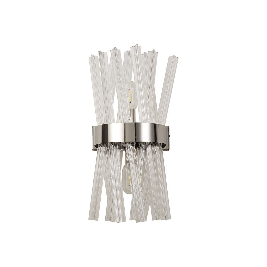 NL83599 Clover 2 Light Wall Light Polished Nickel Clear