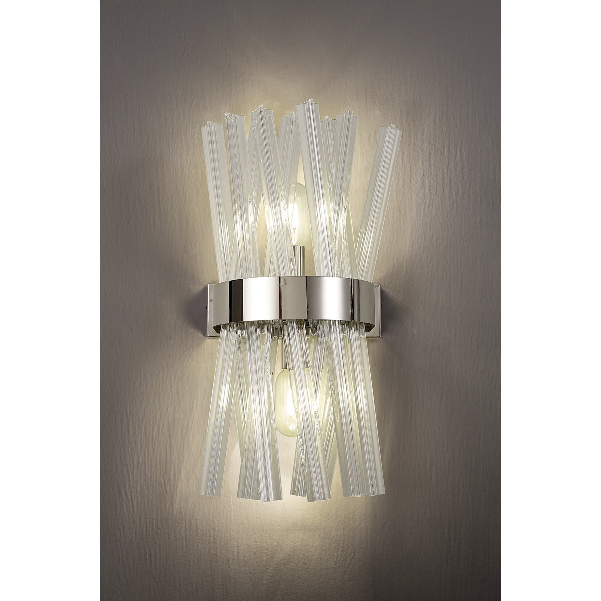 NL83599 Clover 2 Light Wall Light Polished Nickel Clear