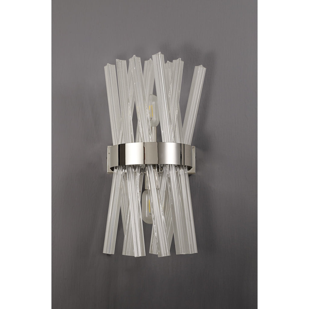 NL83599 Clover 2 Light Wall Light Polished Nickel Clear