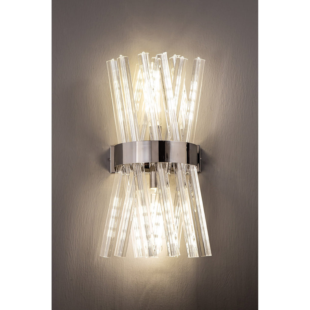 NL83599 Clover 2 Light Wall Light Polished Nickel Clear